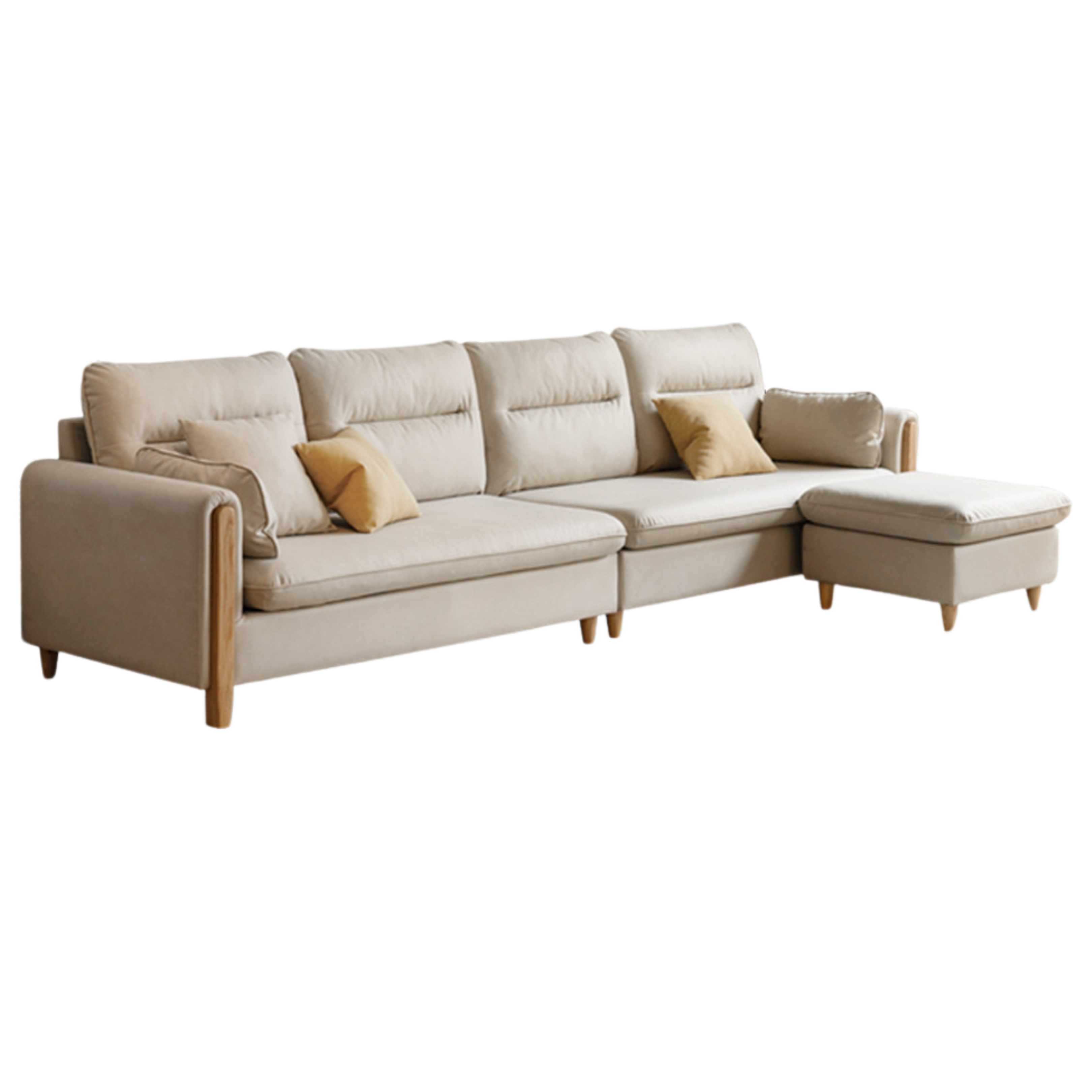 Oak Solid Wood Luxury Fabric Sofa.