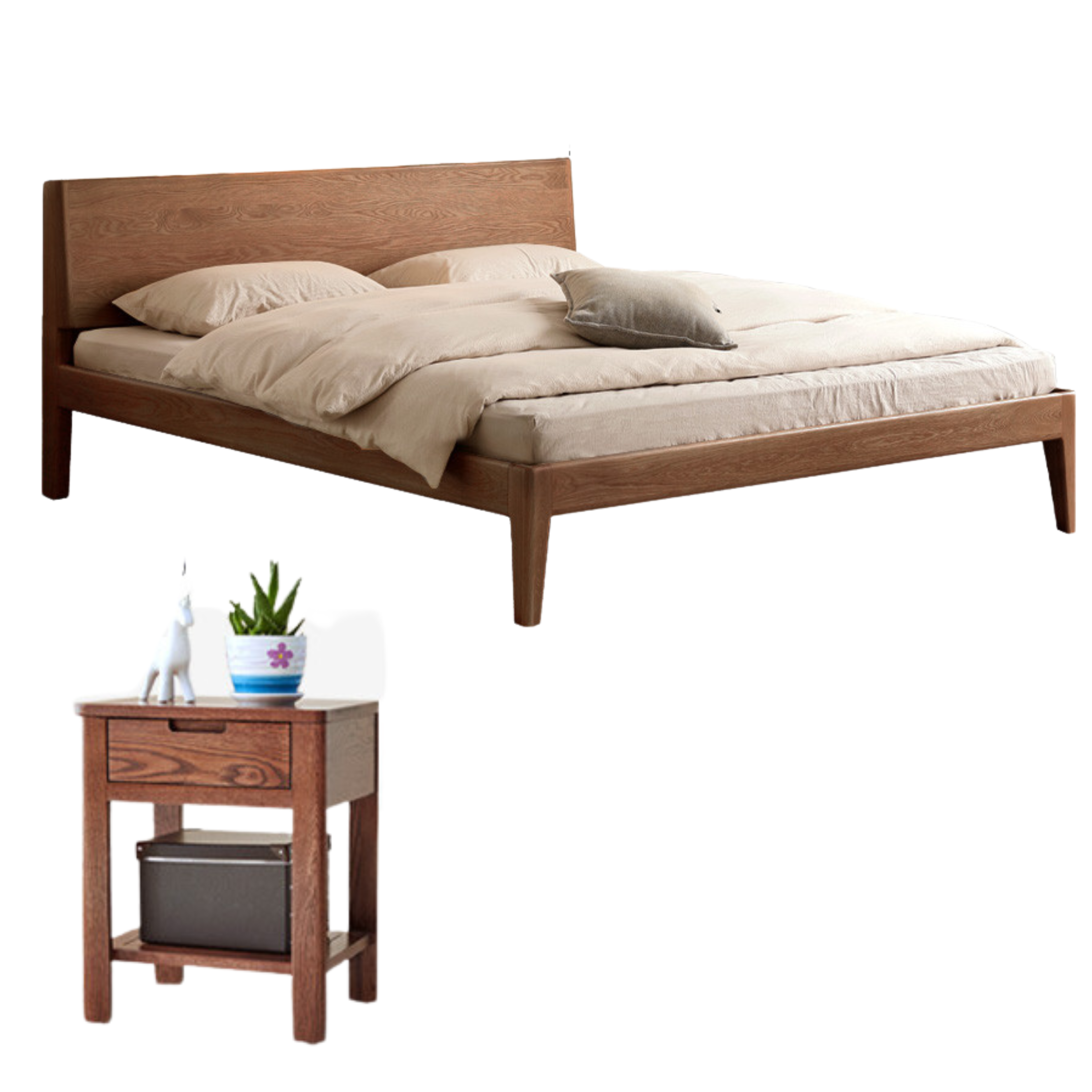 Oak Solid Wood with LED Light Bed