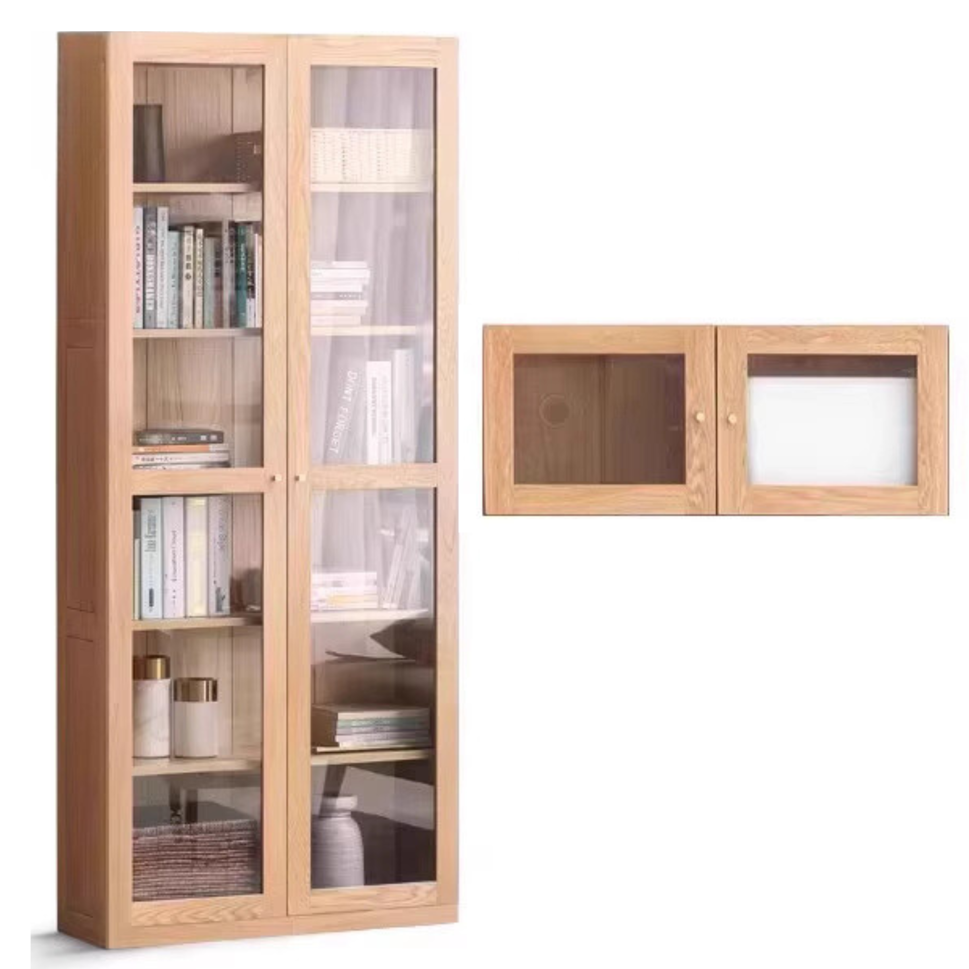 Oak, Solid Rubberwood Bookshelf, Bookcase