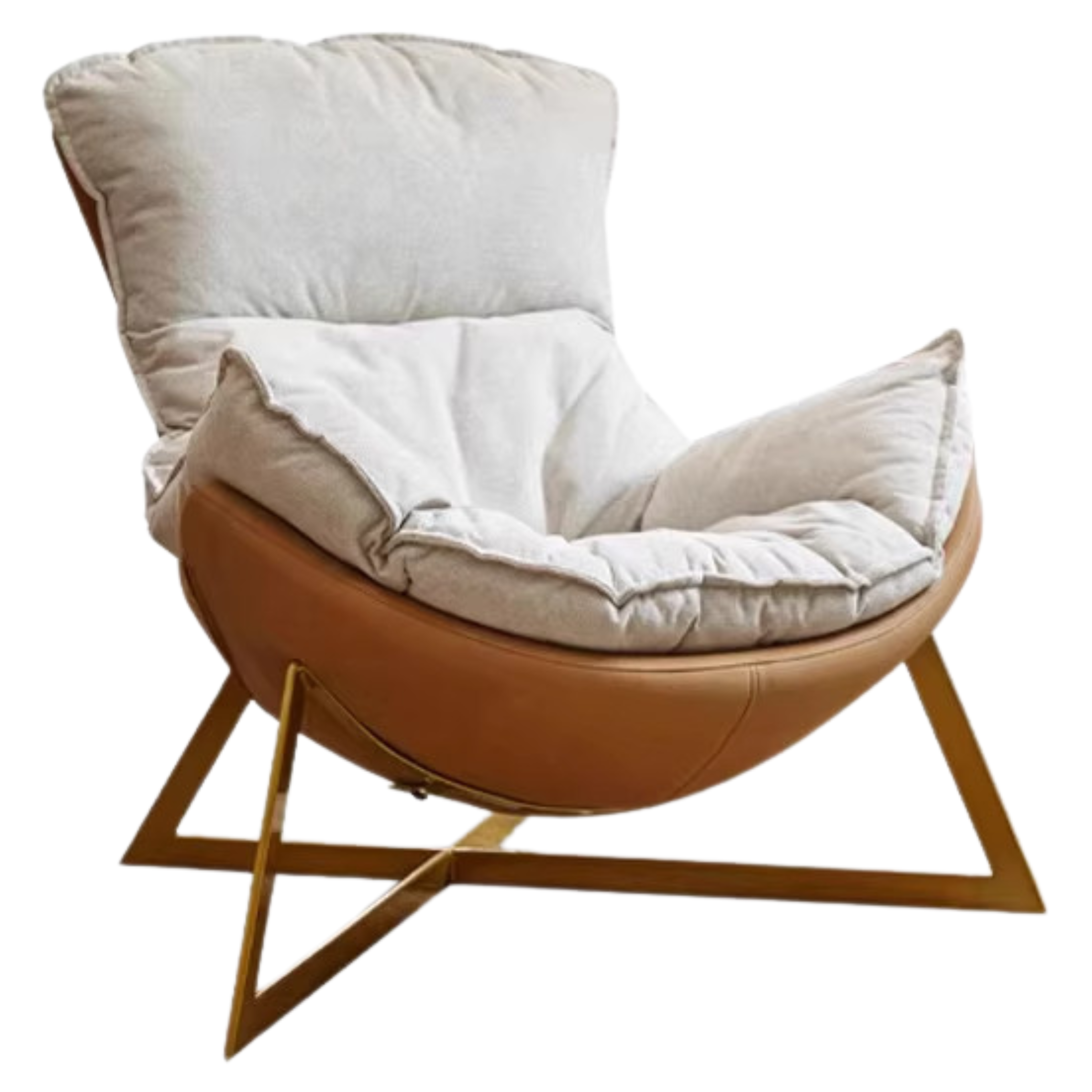 Leather Technology Cloth Lounge Eggshell Armchair