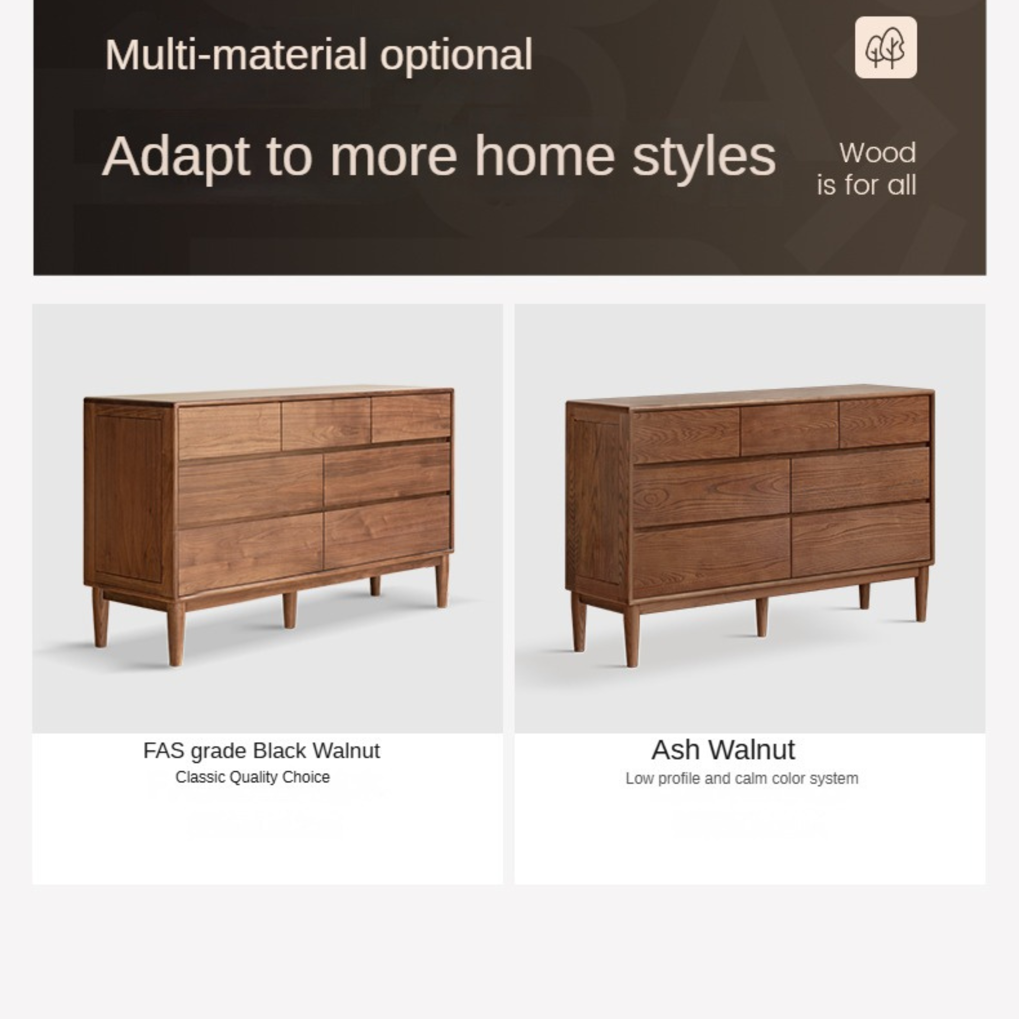 Oak Solid Wood Small Chest of Drawers