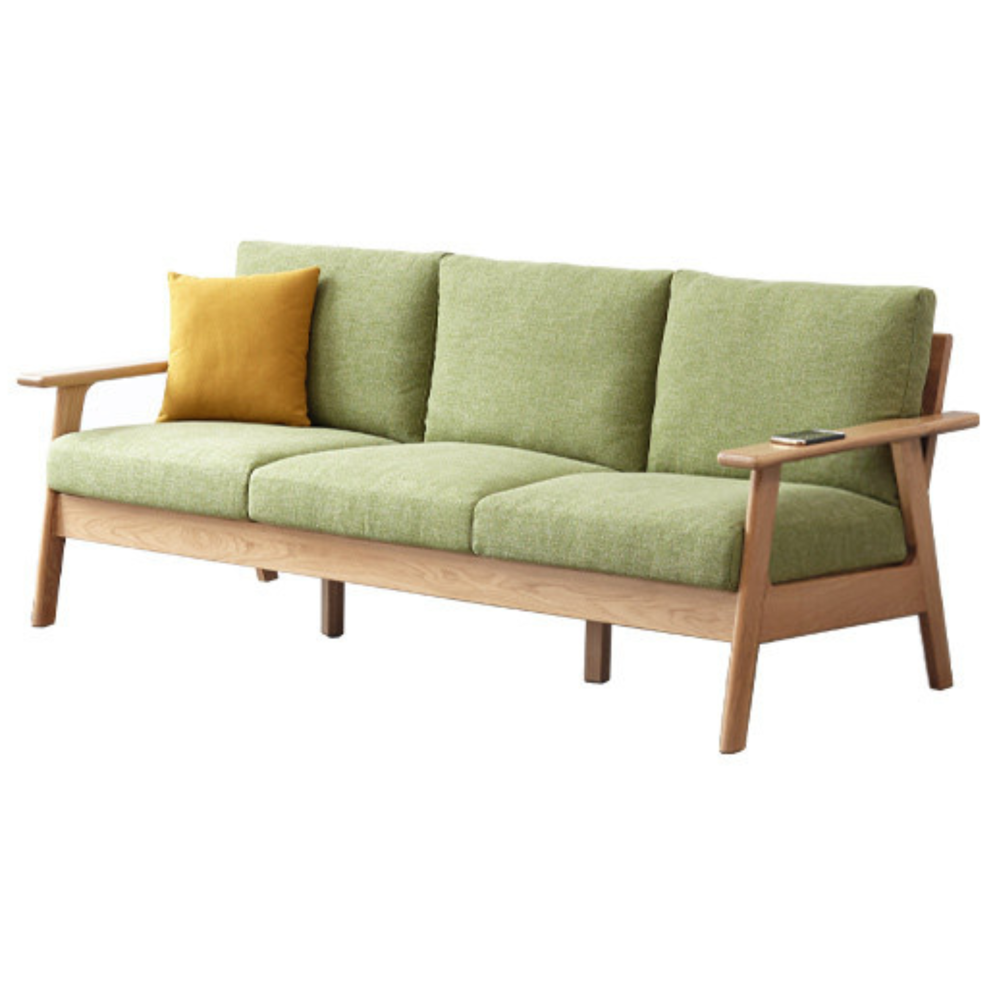 Oak Solid Wood Fabric Sofa 3 colors.
