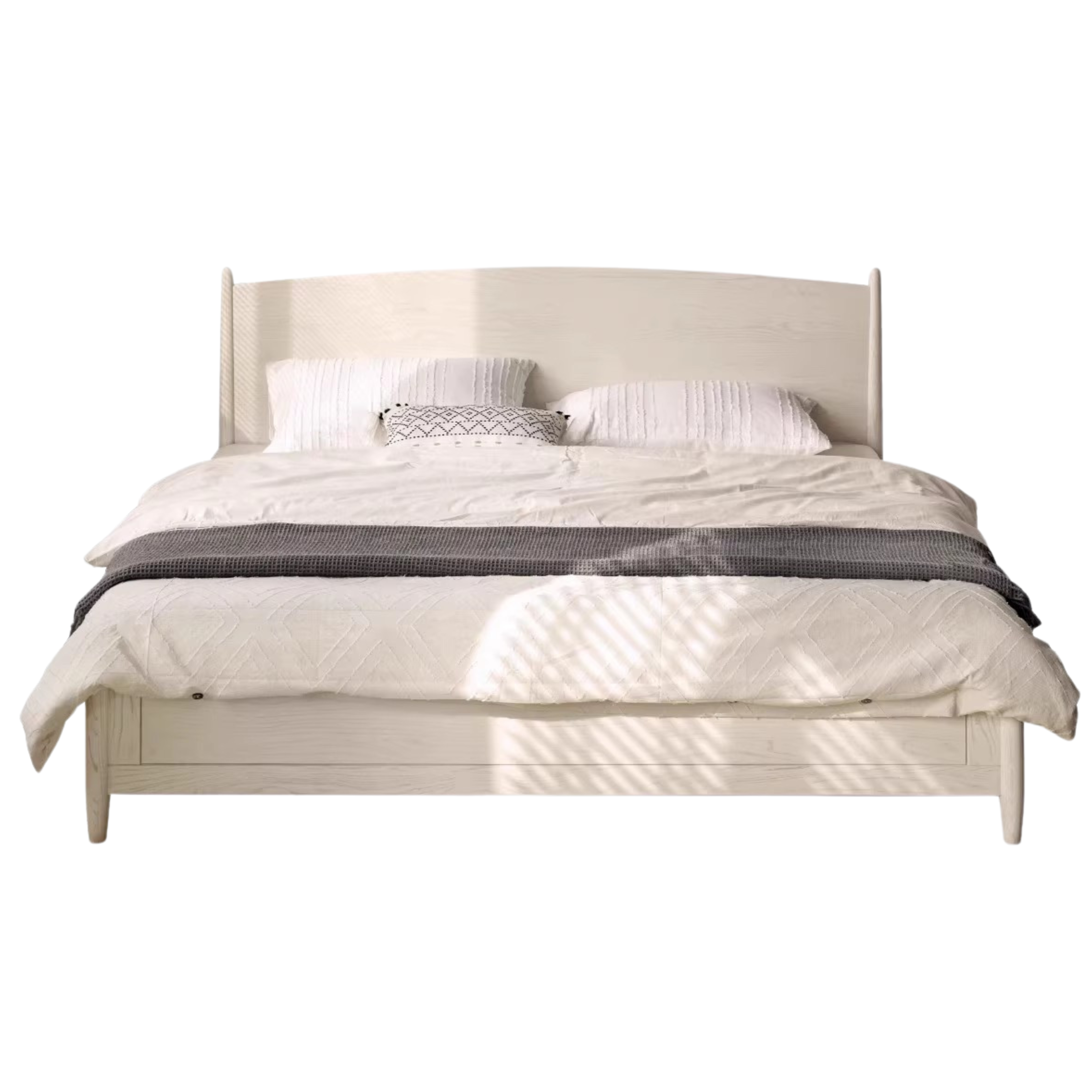 Rubber Wood, Oak Solid Wood French Style Box Bed