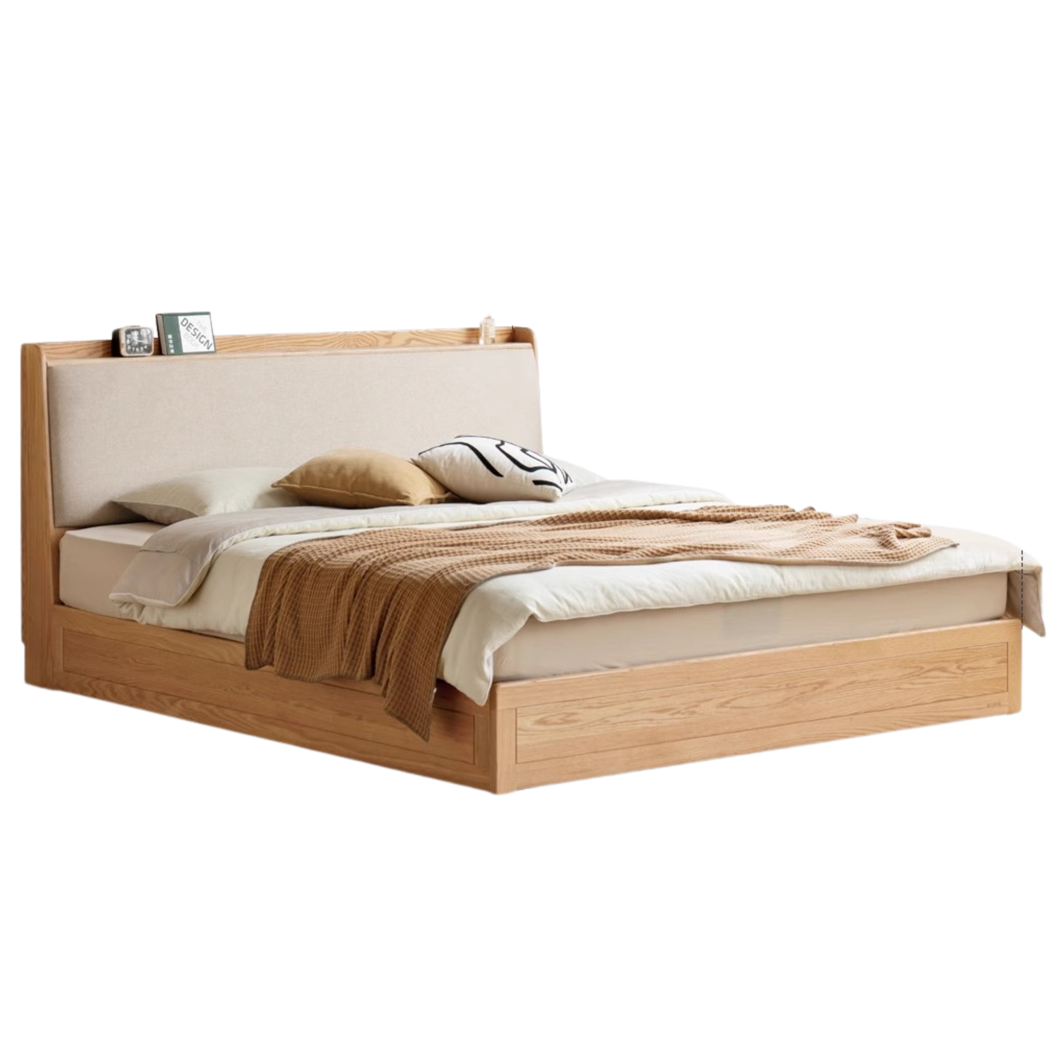 Oak Solid Wood Box Bed Storage Bed Technology Loth, Fabric