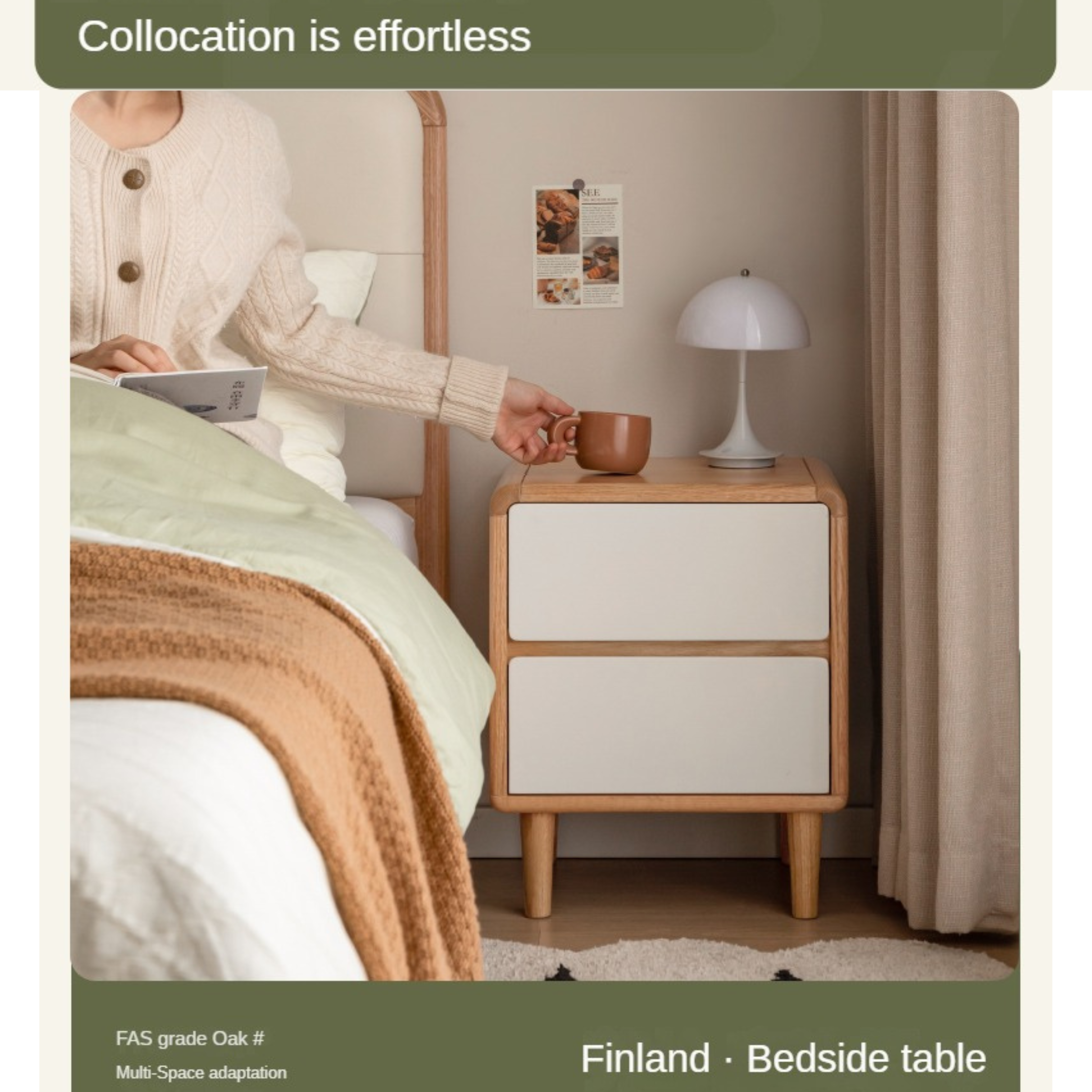 Oak Solid Wood Modern Nine Drawer Cabinet