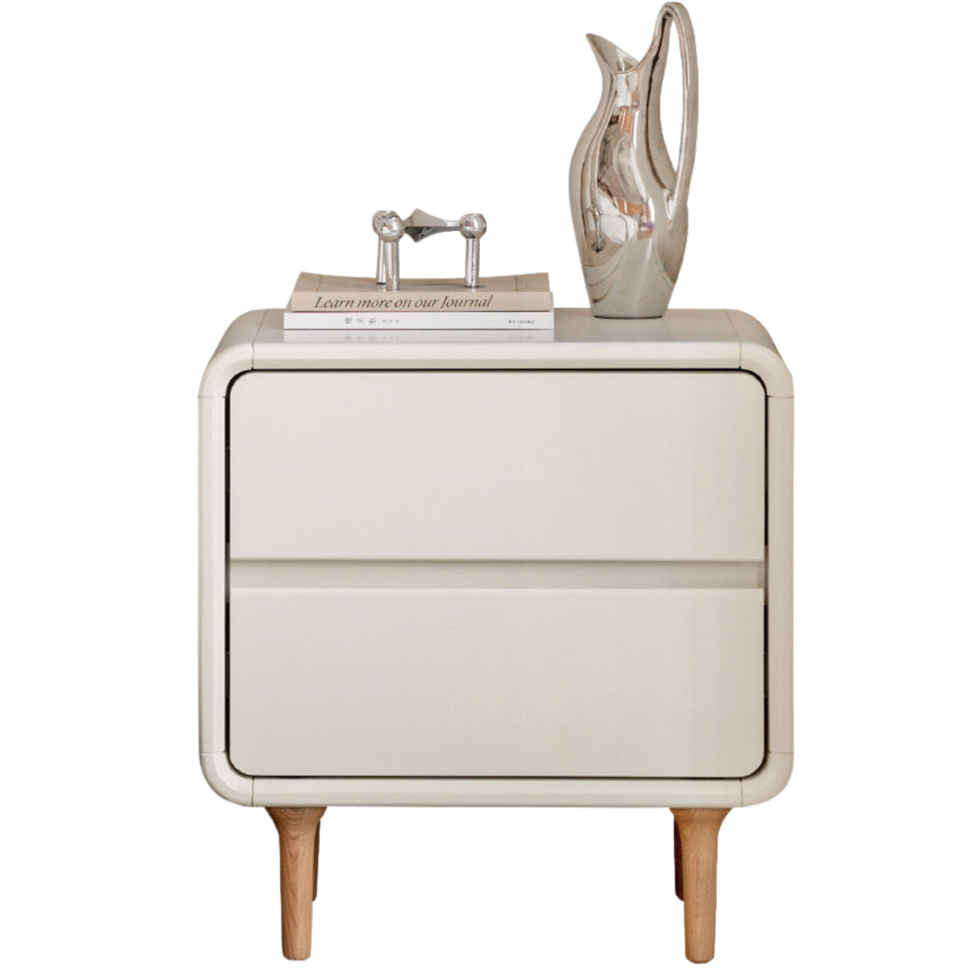 Solid Rubberwood Creamy Candy Style Nightstand.