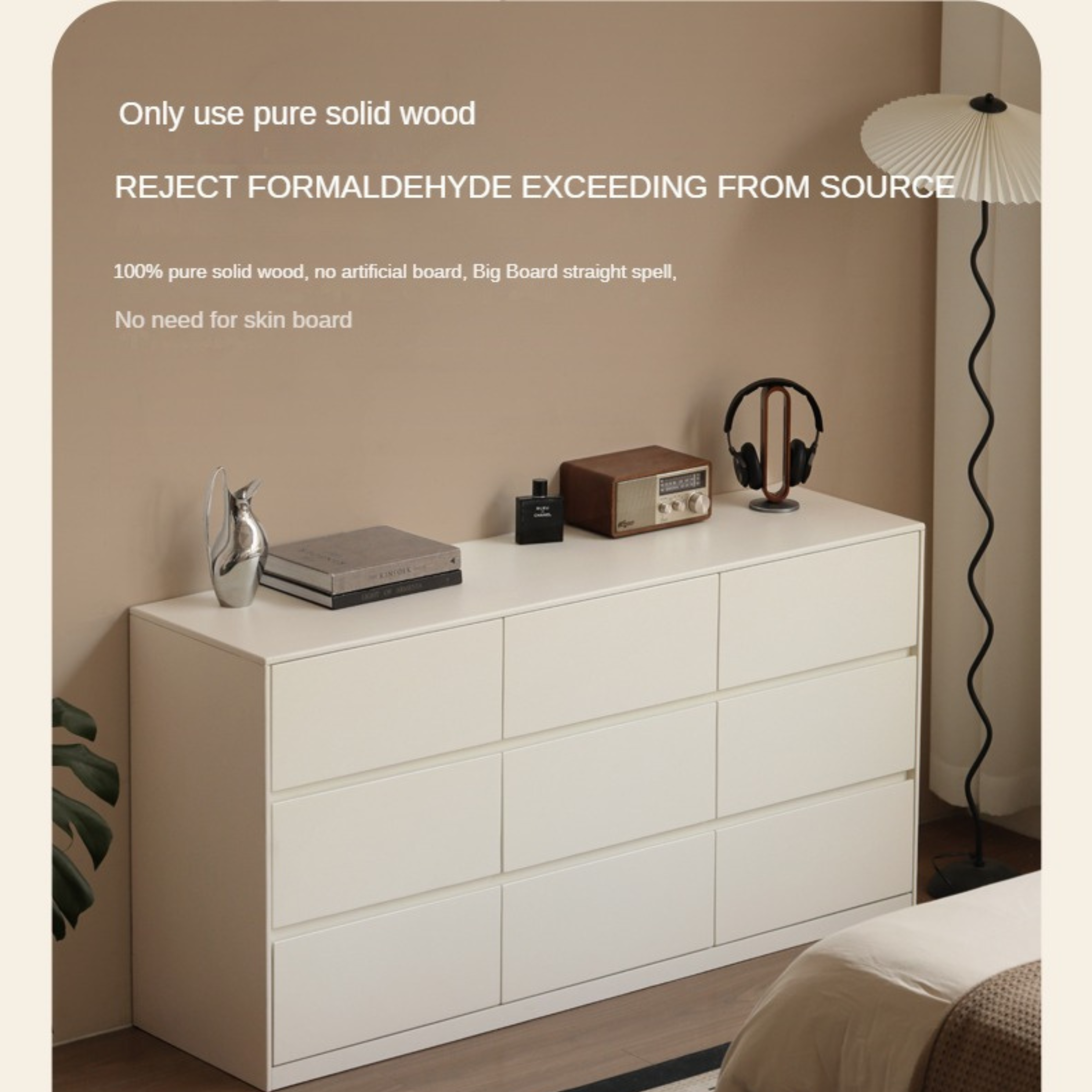 Solid Rubberwood Cream Style Chest of Drawers