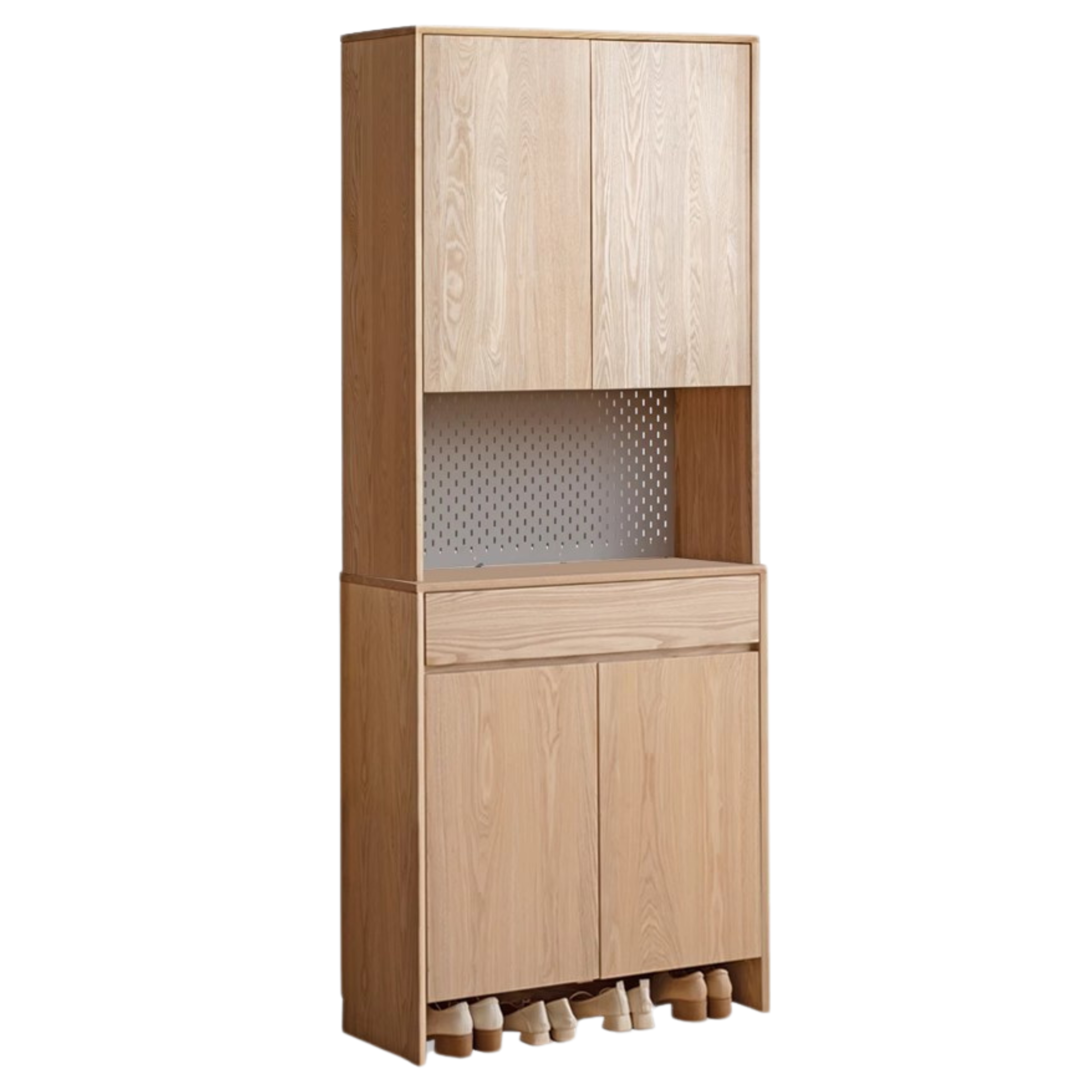 Ash, Oak Solid Wood Shoe Cabinet, Entrance Cabinet Combination Storage