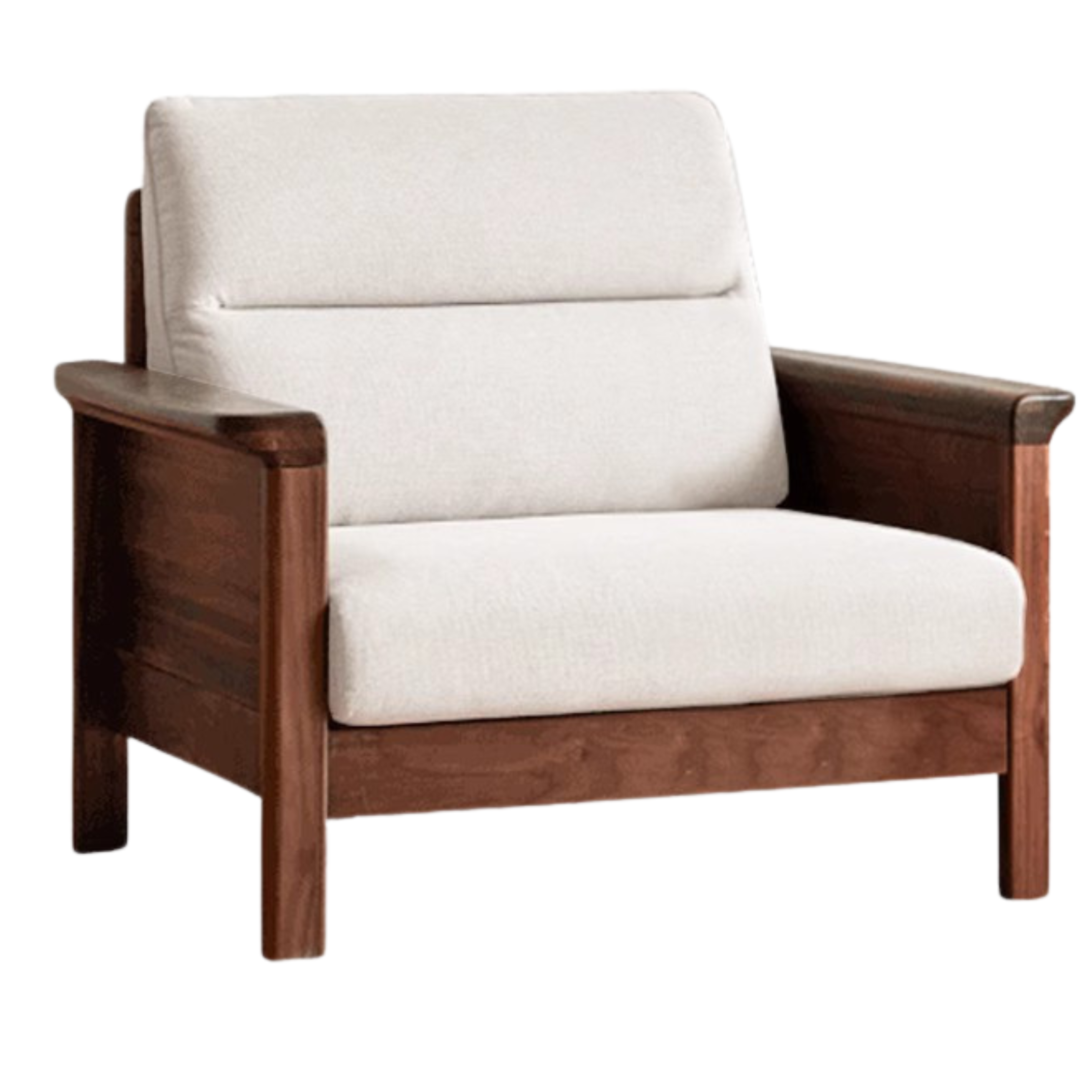 Sandalwood, Black Walnut Solid Wood Fabric Sofa.