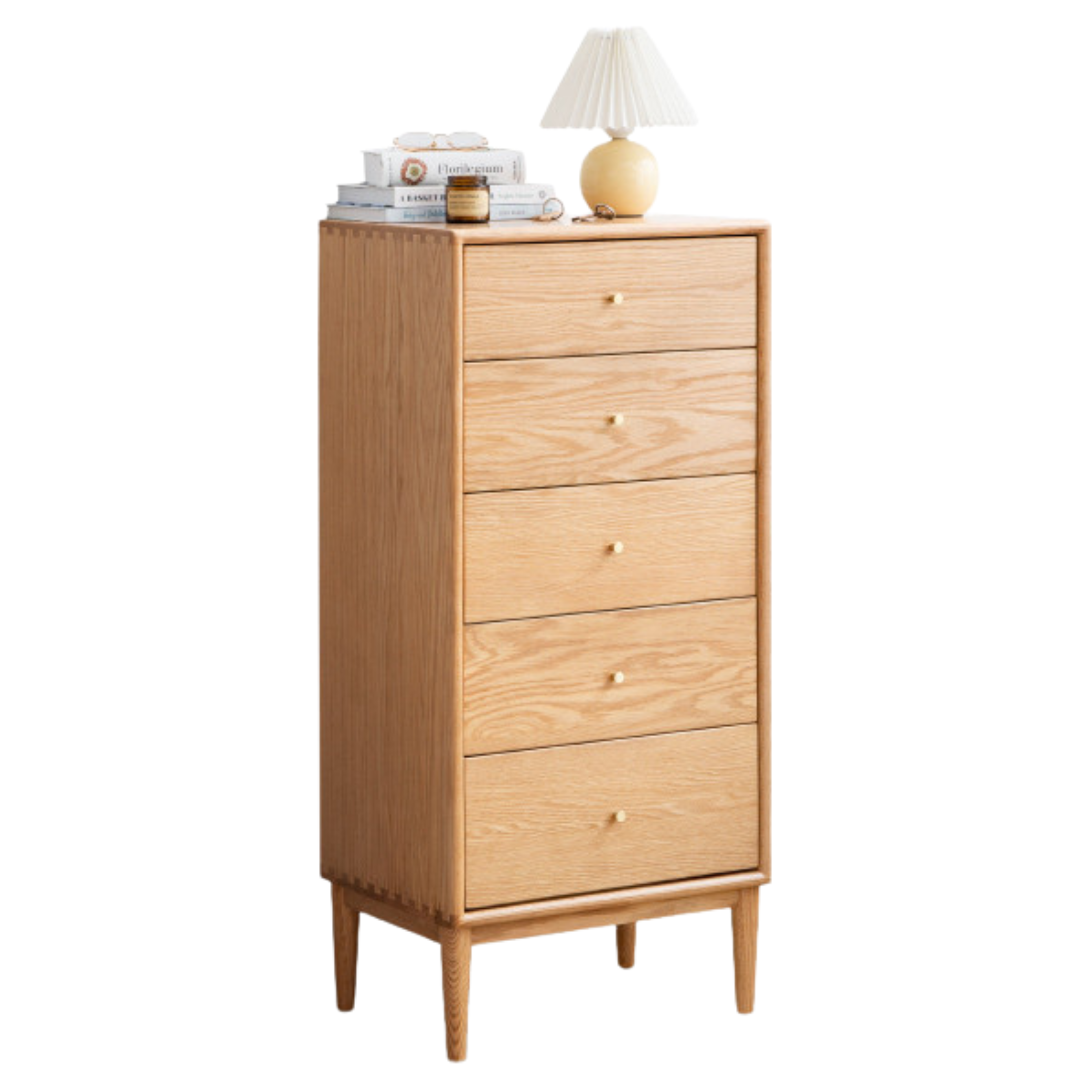 Oak Solid Wood, Solid RubberWood Nordic Chest of Drawers