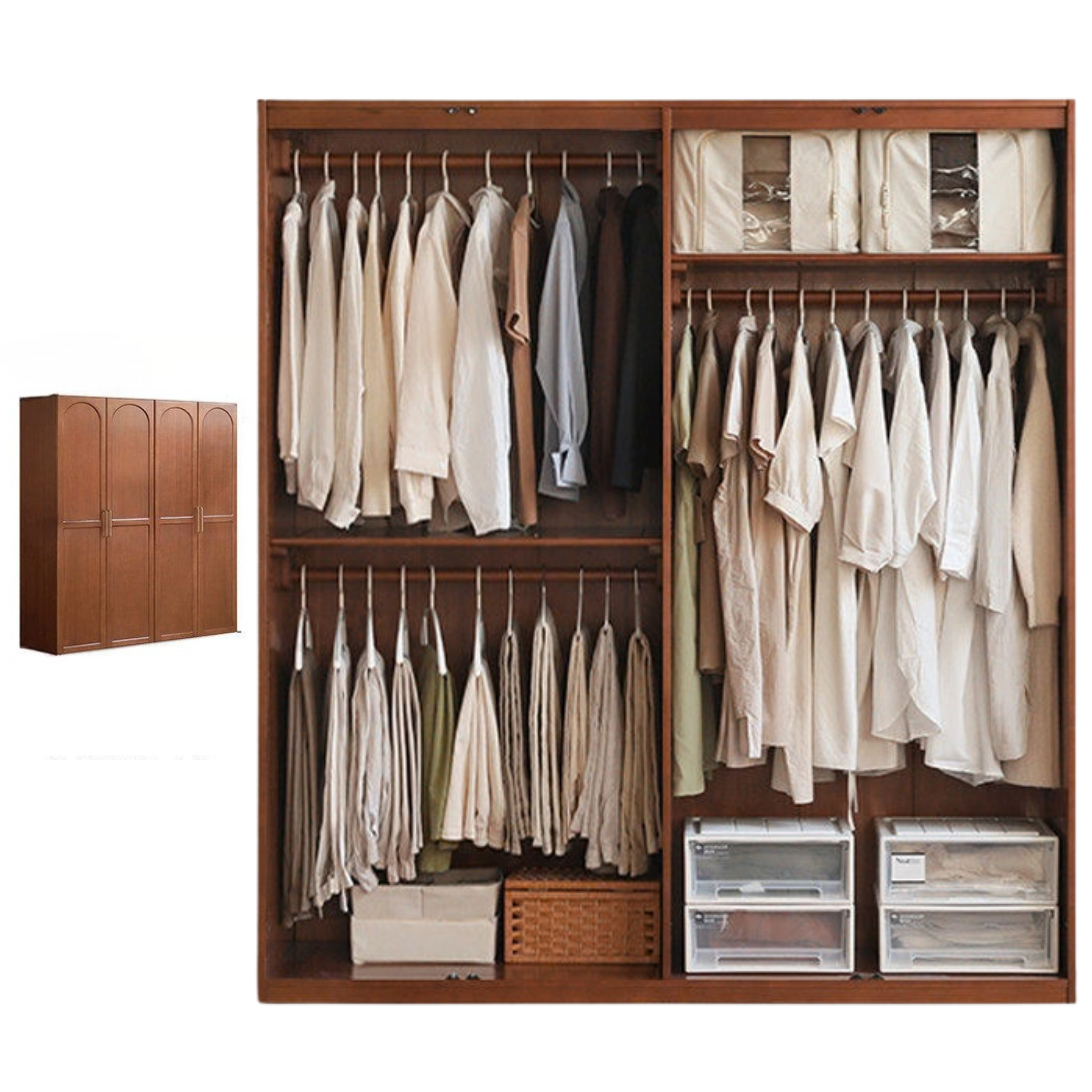 Poplar Solid Wood Double Door Wardrobe.