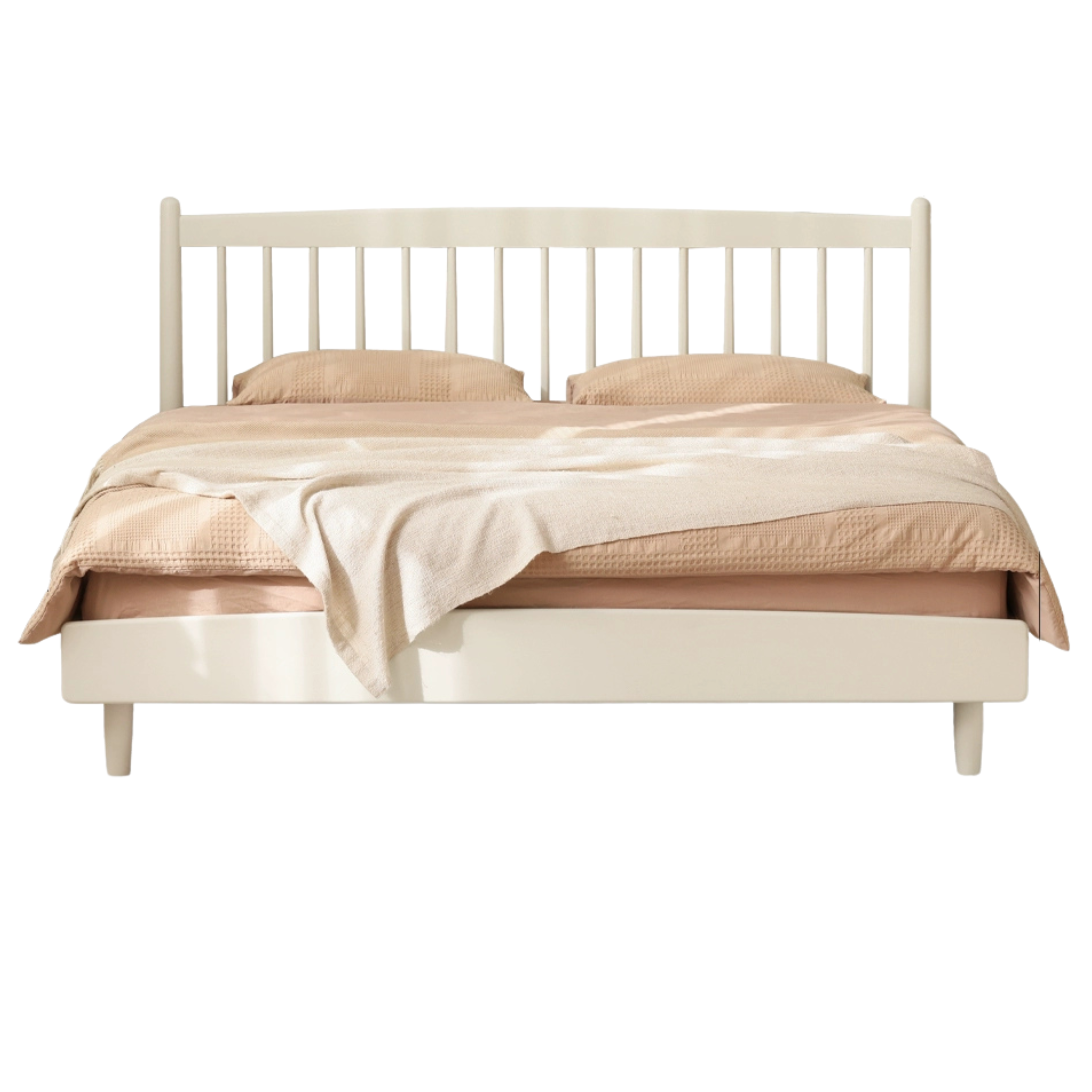Poplar Solid Wood Cream Style Bed.