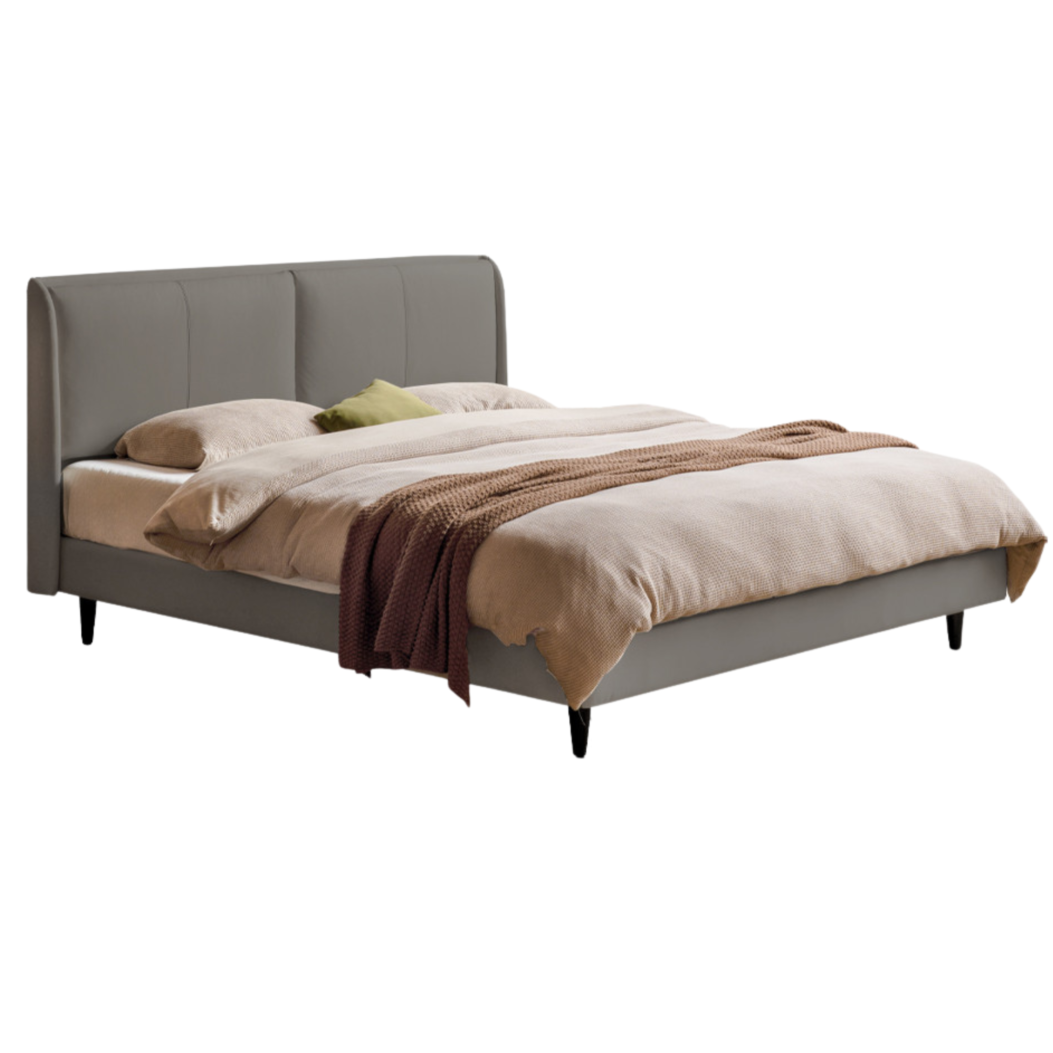 Leather Bed Cream Style First Layer of Yellow Cowhide Bed