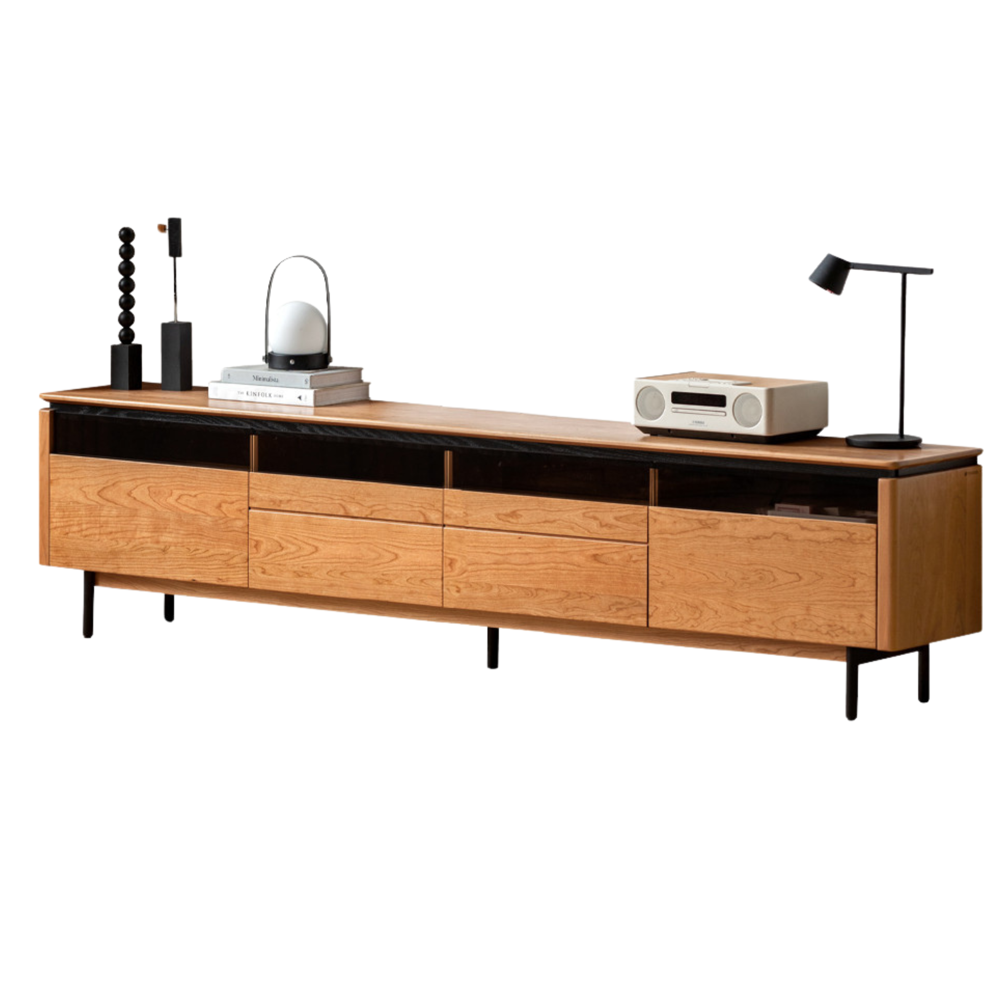 Cherry Solid Wood TV Cabinet Modern Simple))