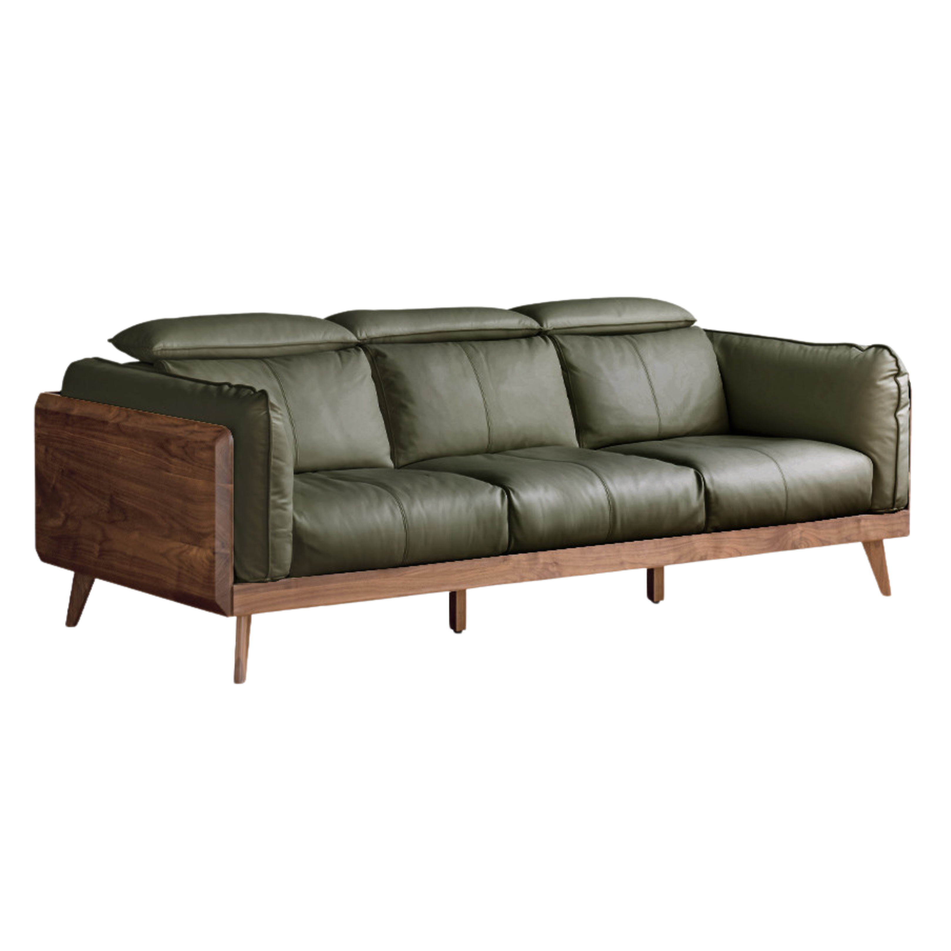 Black Walnut, Ash Solid Wood Genuine Leather Down Sofa.