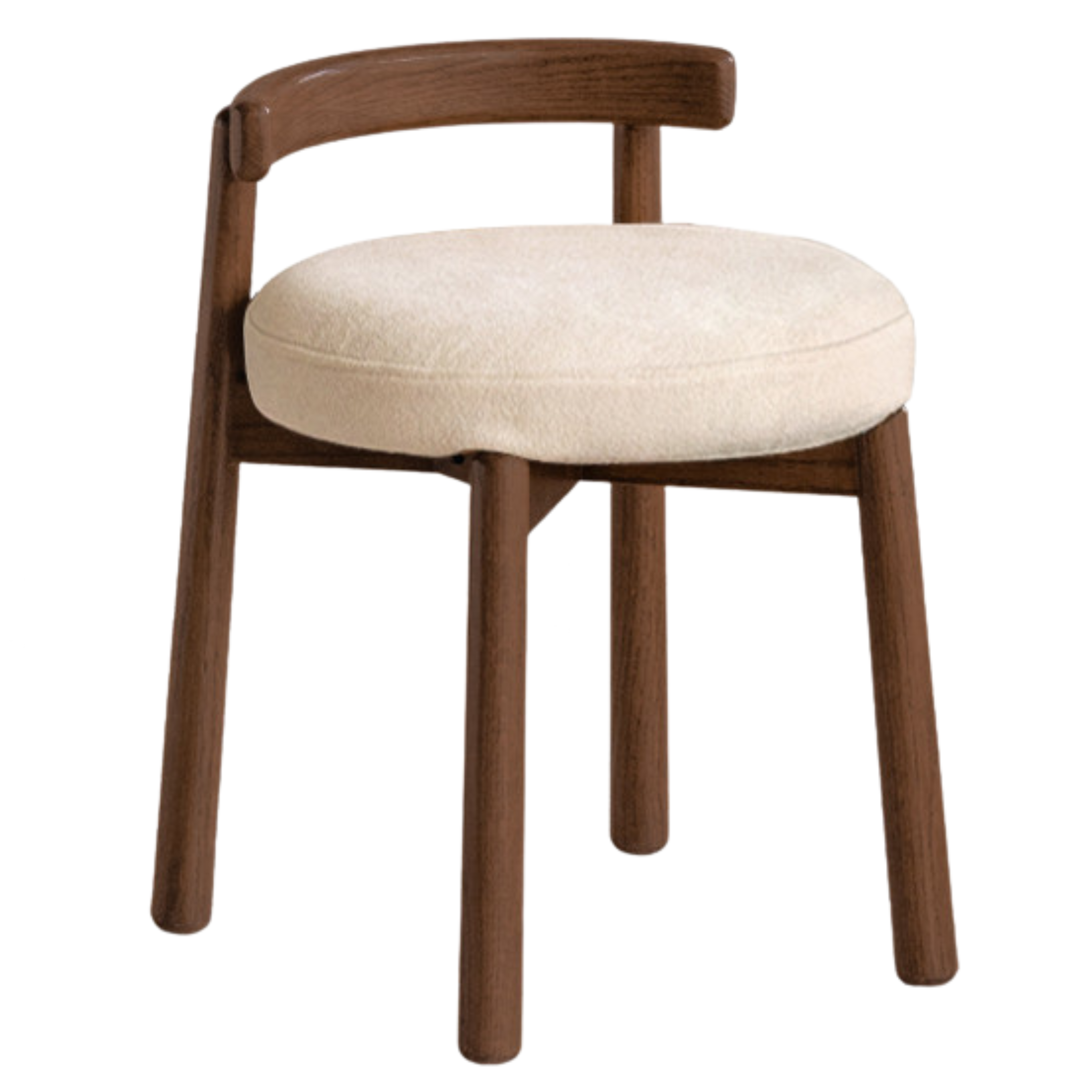 Oak, Solid Rubberwood, Black Walnut Solid Wood Rotating Modern Soft Makeup Stool.