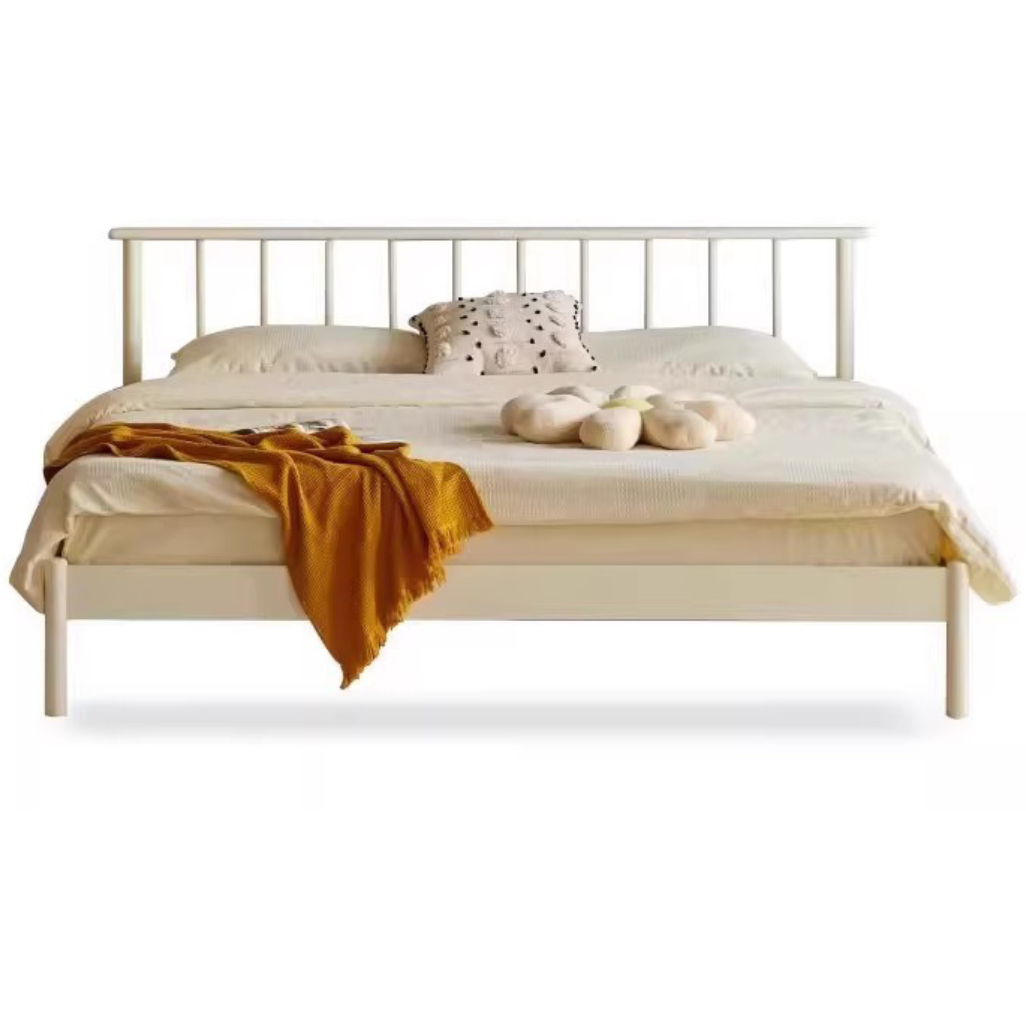 Pine Solid Wood Bed Nordic Light Luxury White Bed