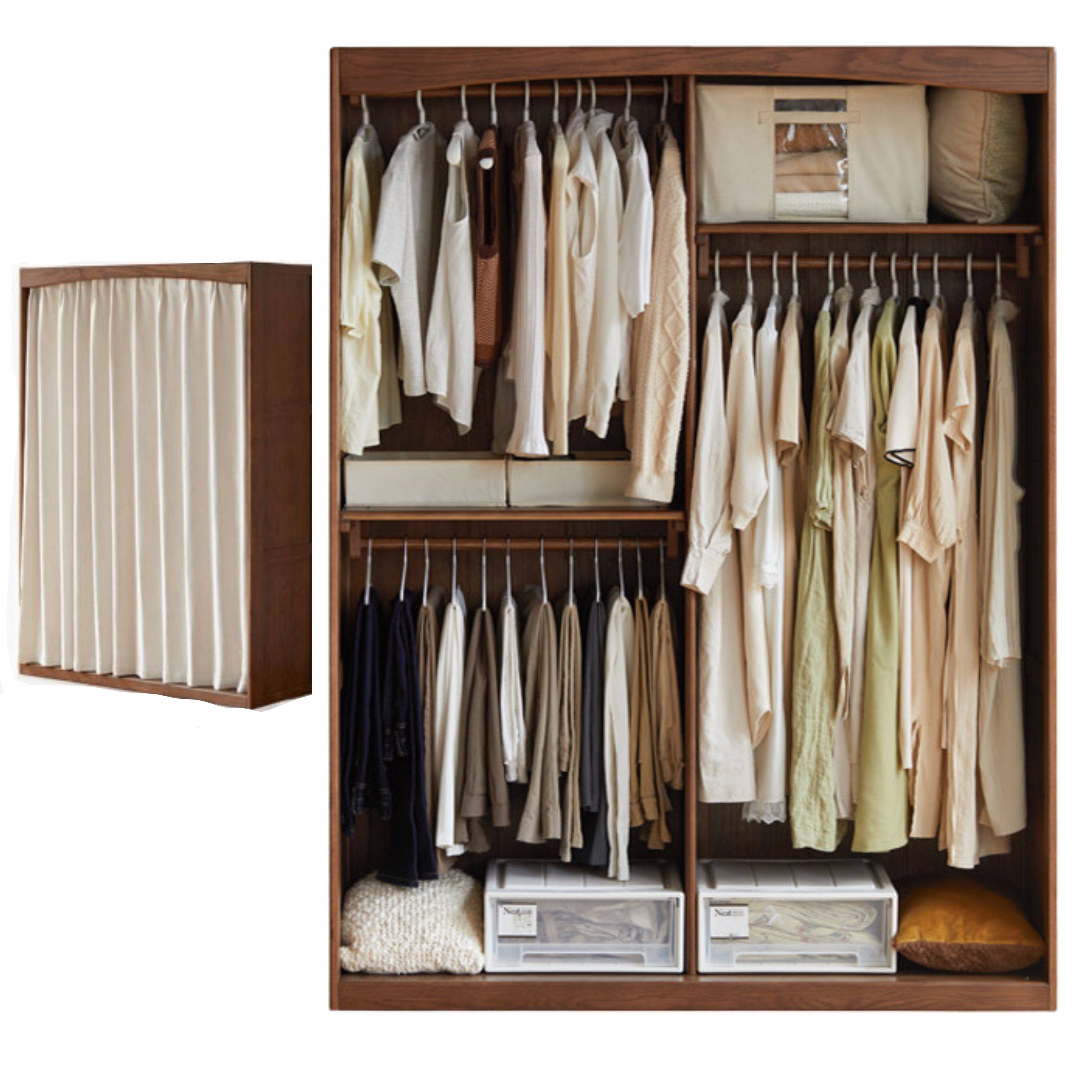 Oak solid wood Wardrobe Curtain Design