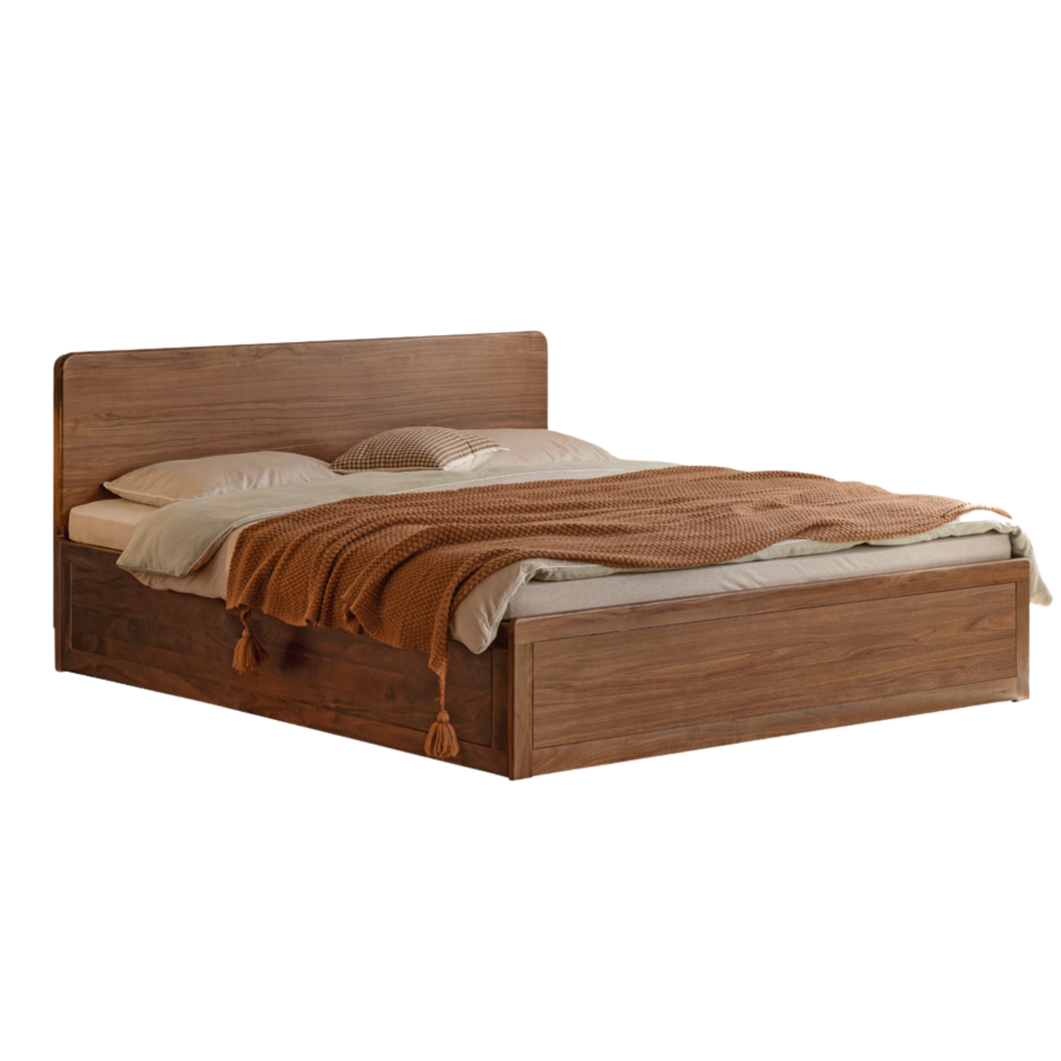 Black Walnut, Oak Solid Wood Bed Box Modern
