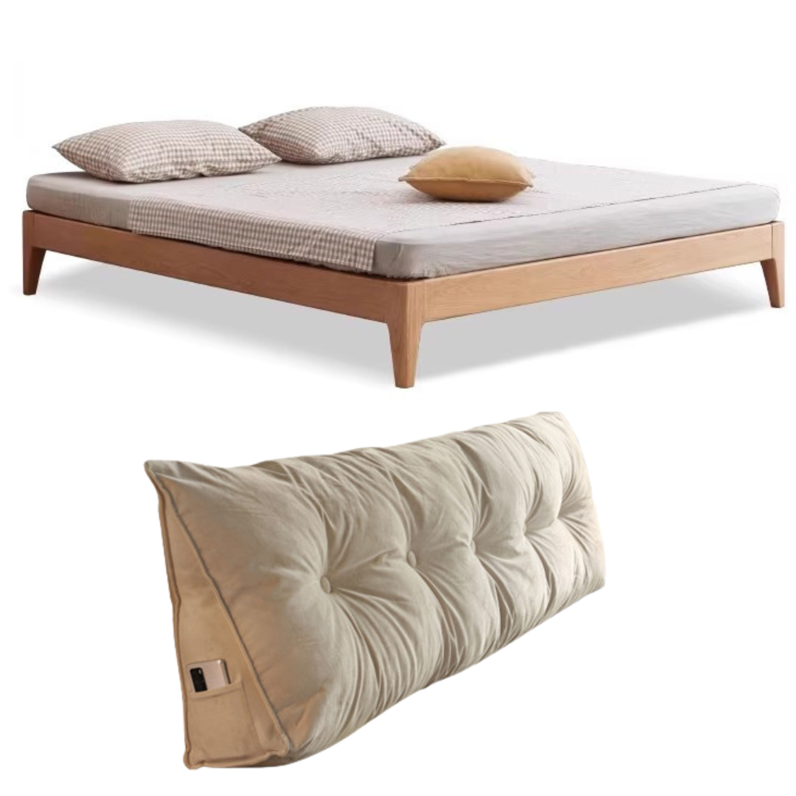 Oak, Ash Solid Wood Platform Bed, Headboard-Free Bed Modern Minimalist