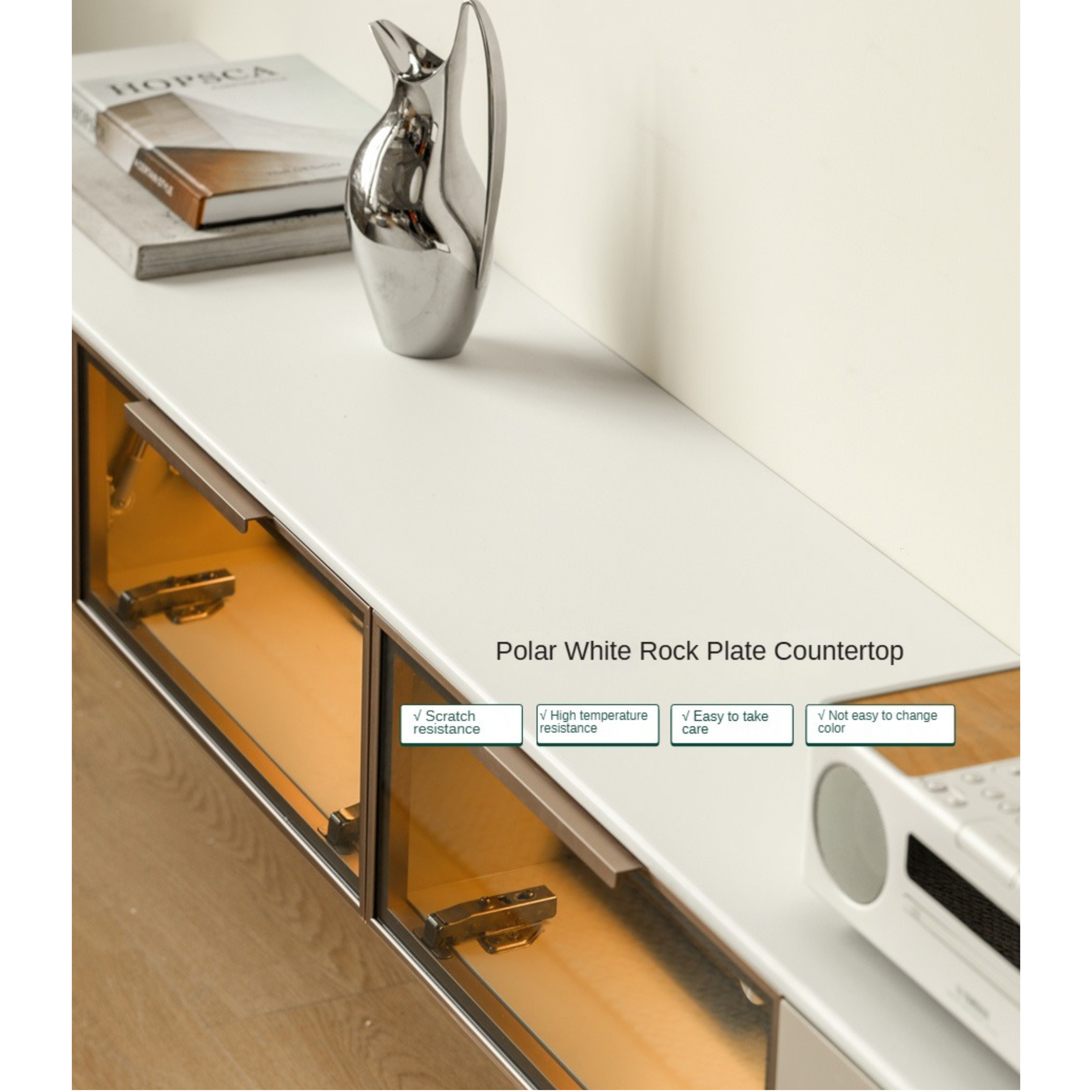 Poplar Solid Wood Wall Mounted TV Cabinet with Light.