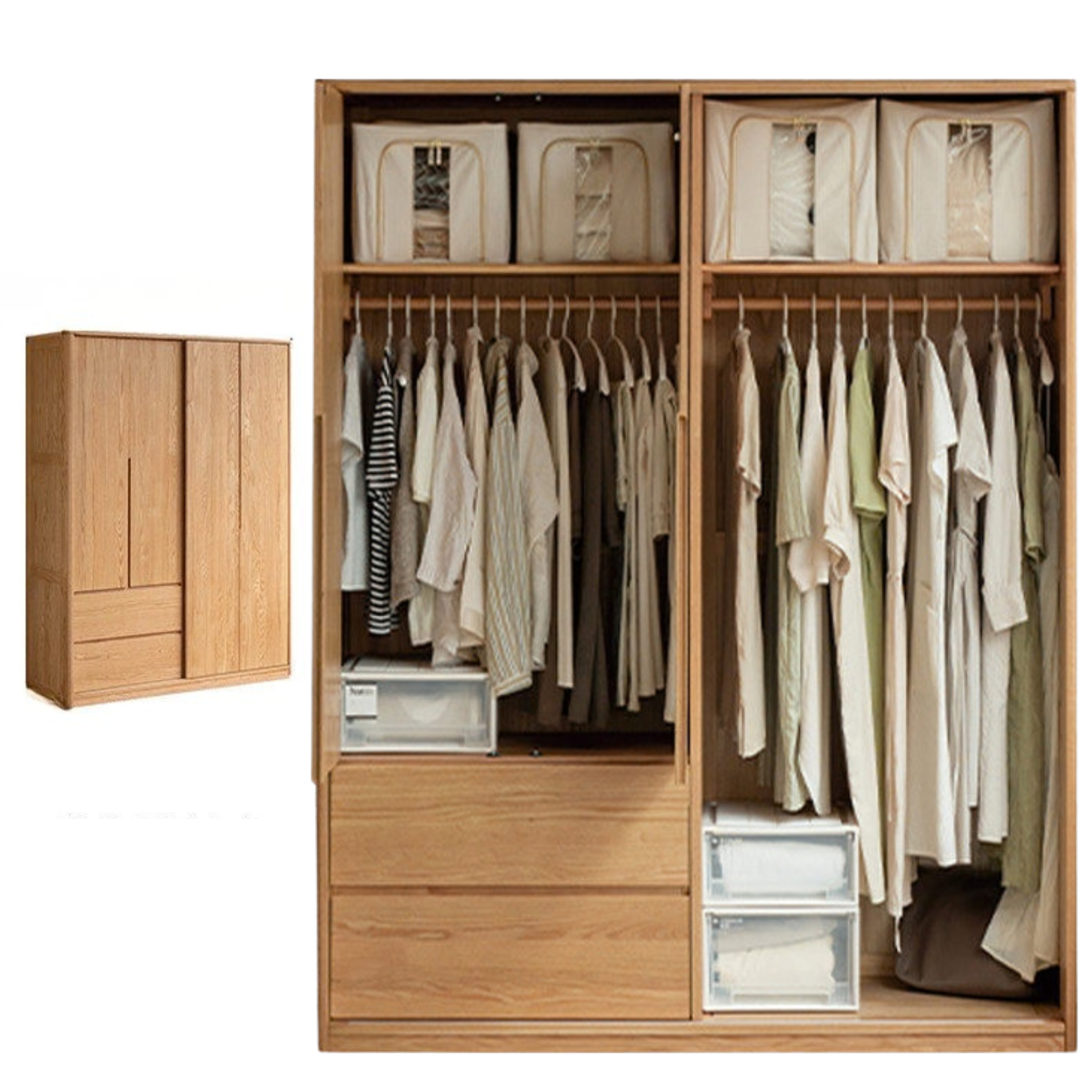 Oak Solid Wood Wardrobe Sliding Door.