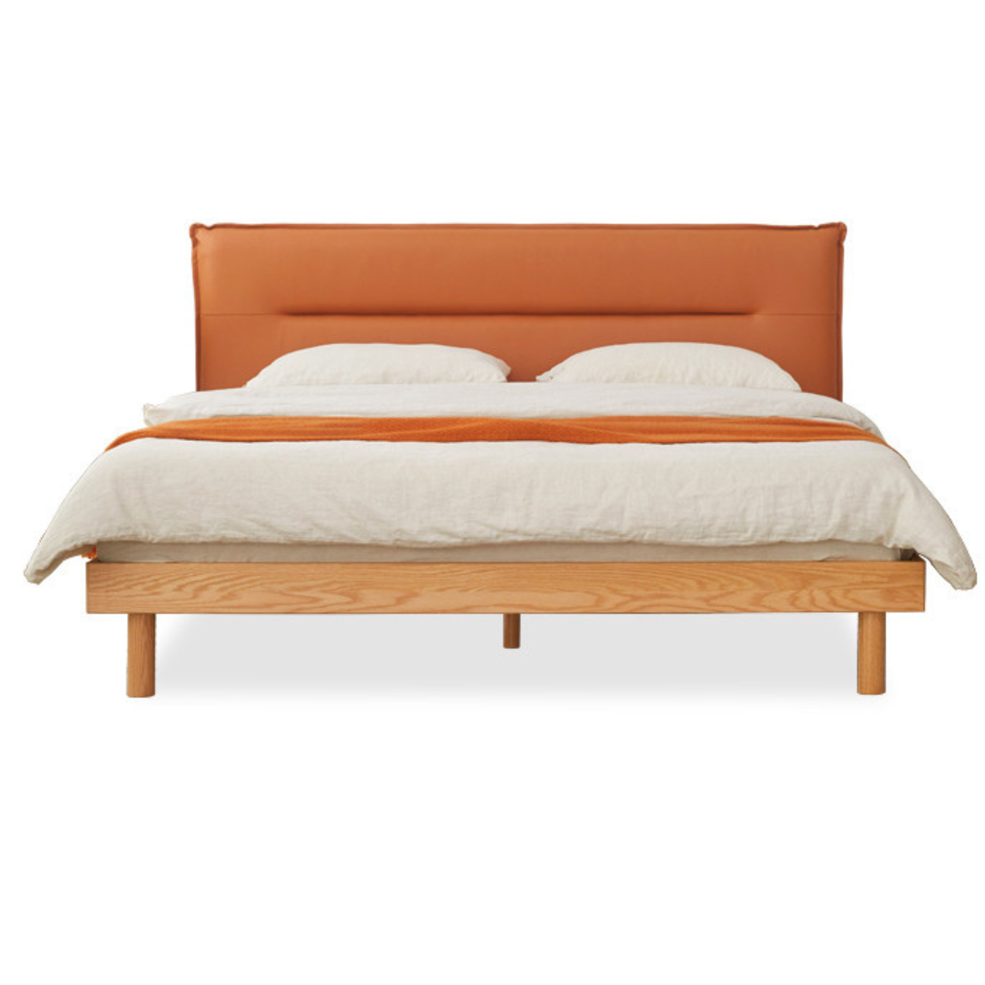 Oak Solid Wood Fabric Nordic Bed