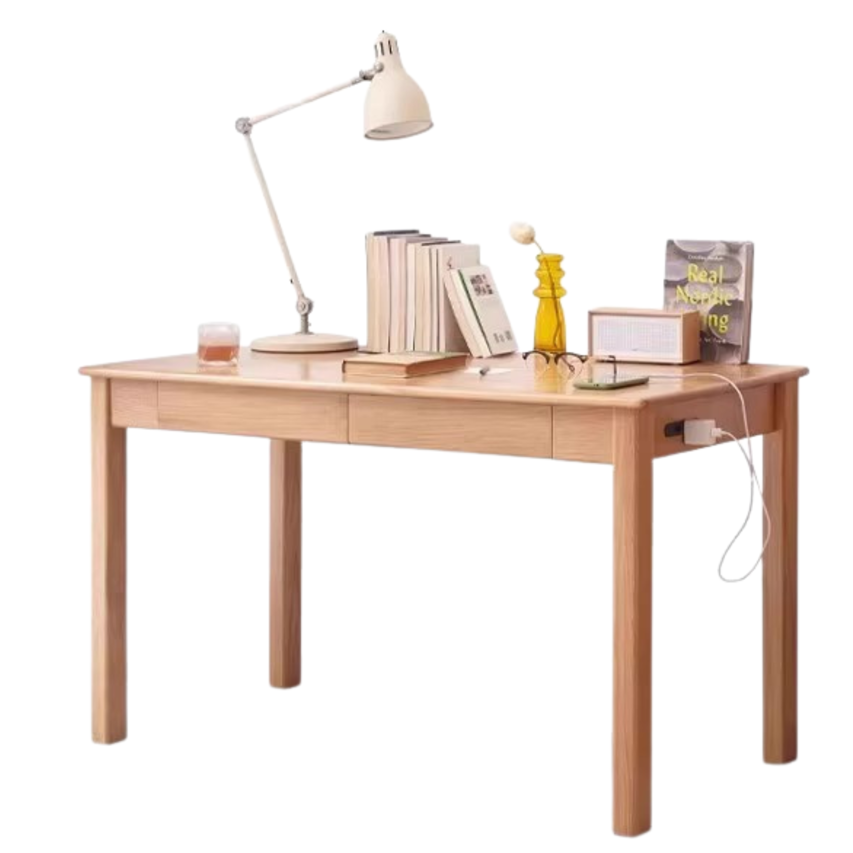Oak, Ash Solid Wood USB Office Desk
