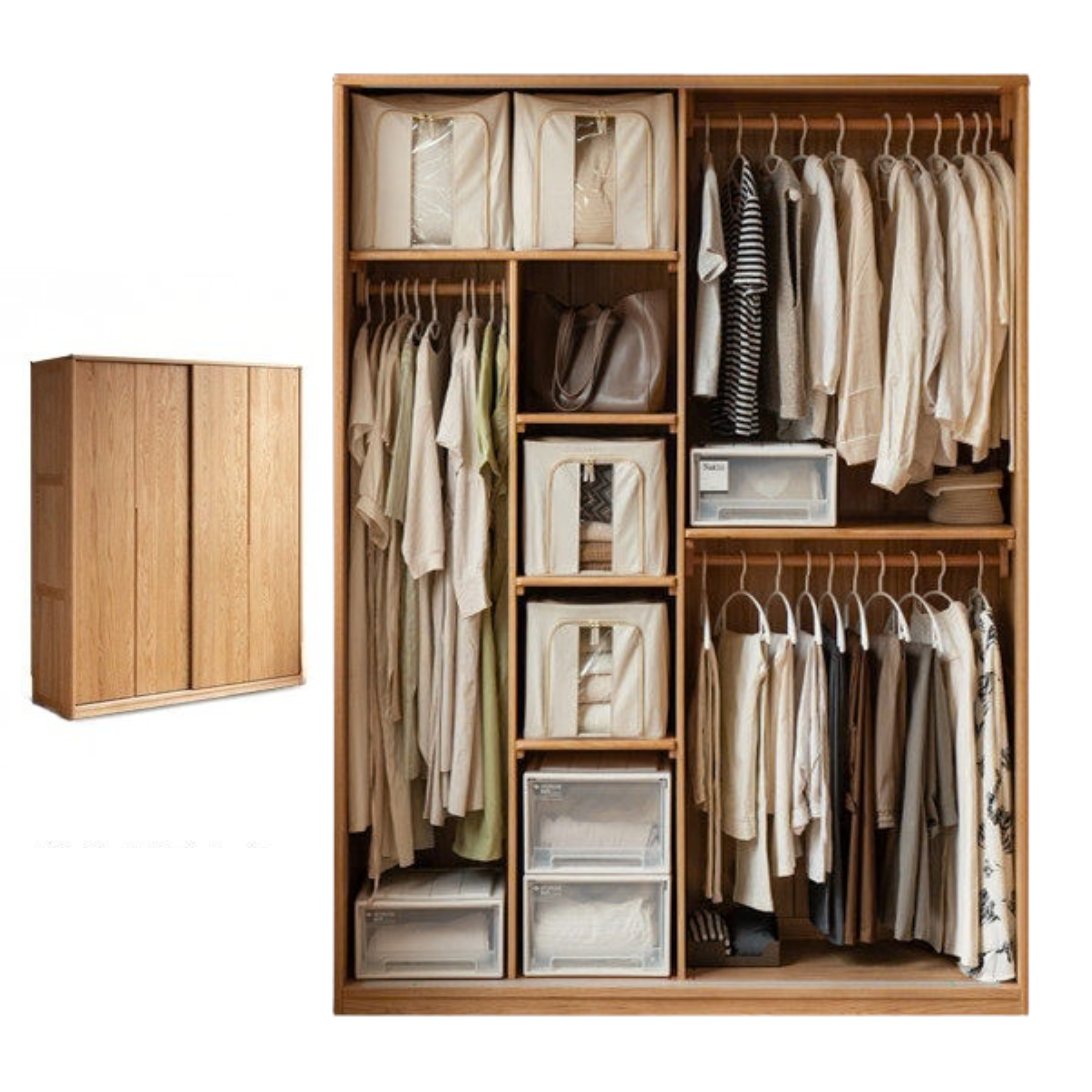 Oak Solid Wood Wardrobe Sliding Door.