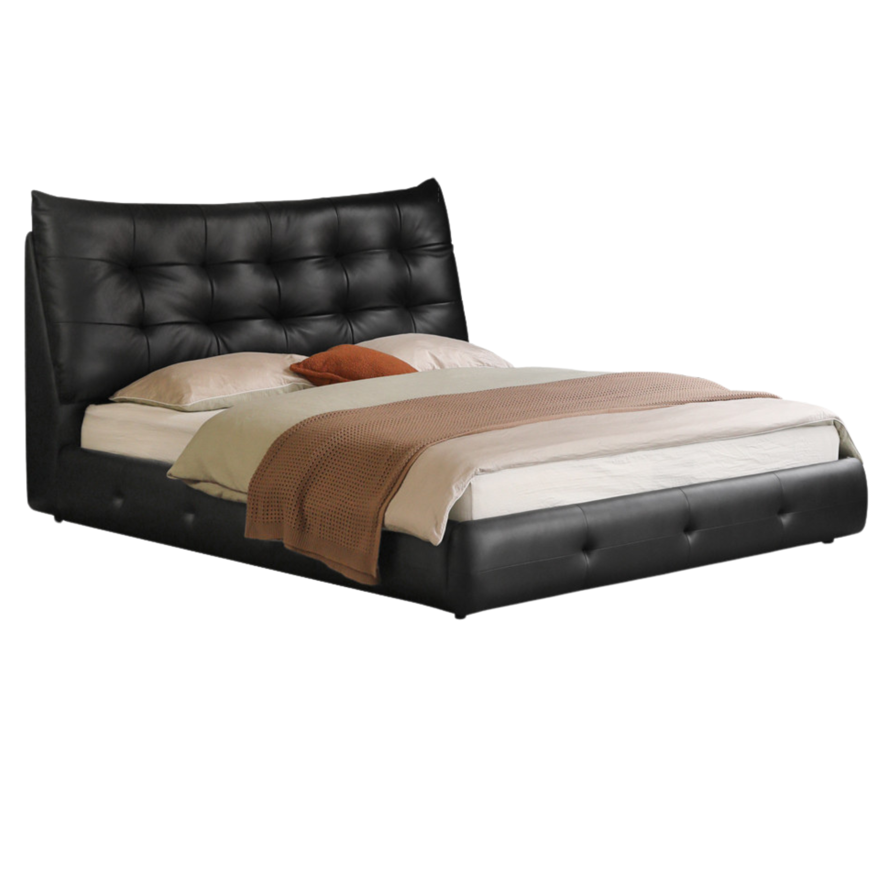 Genuine Leather Big Floor Bed Light Luxury