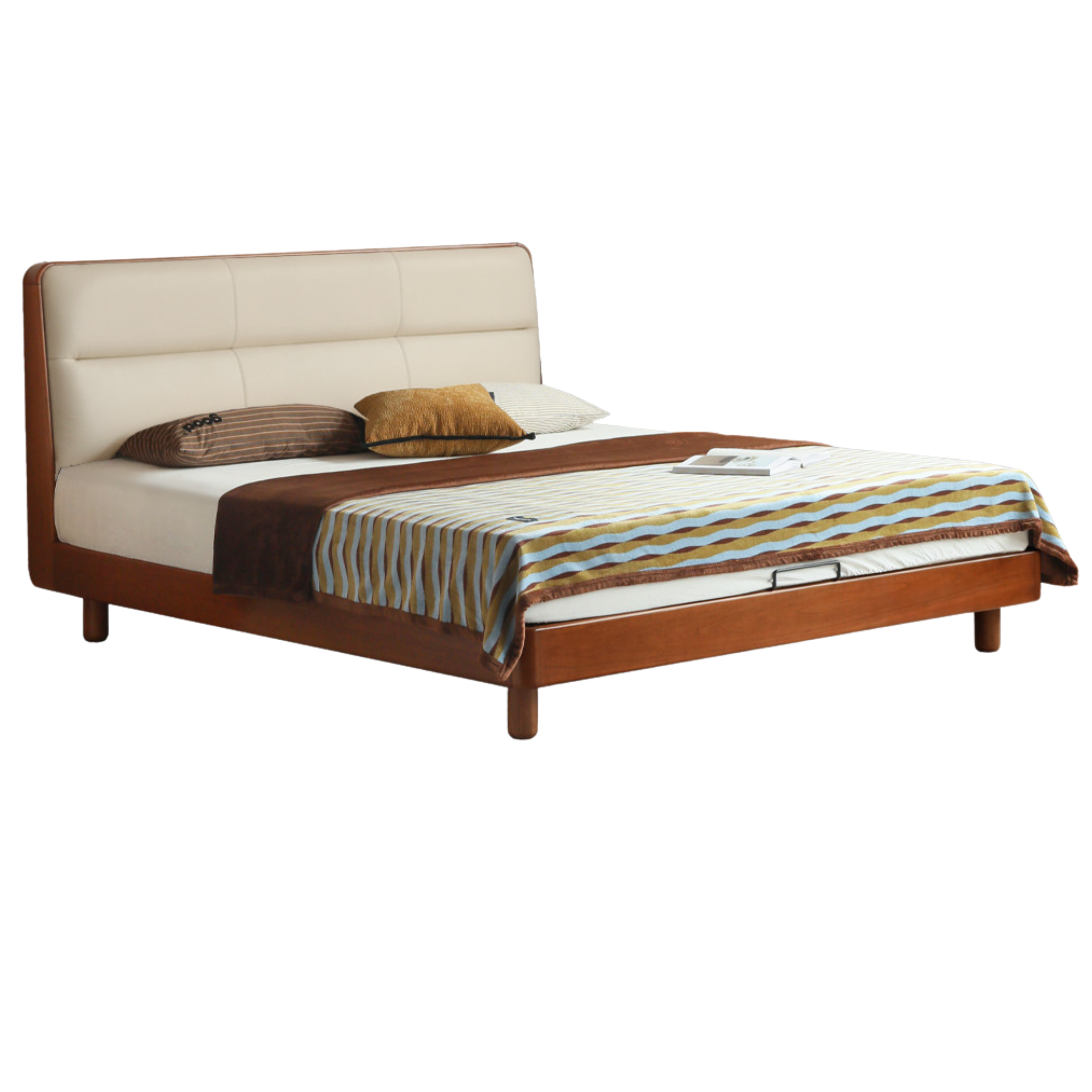 Poplar Solid Wood Leather Bed