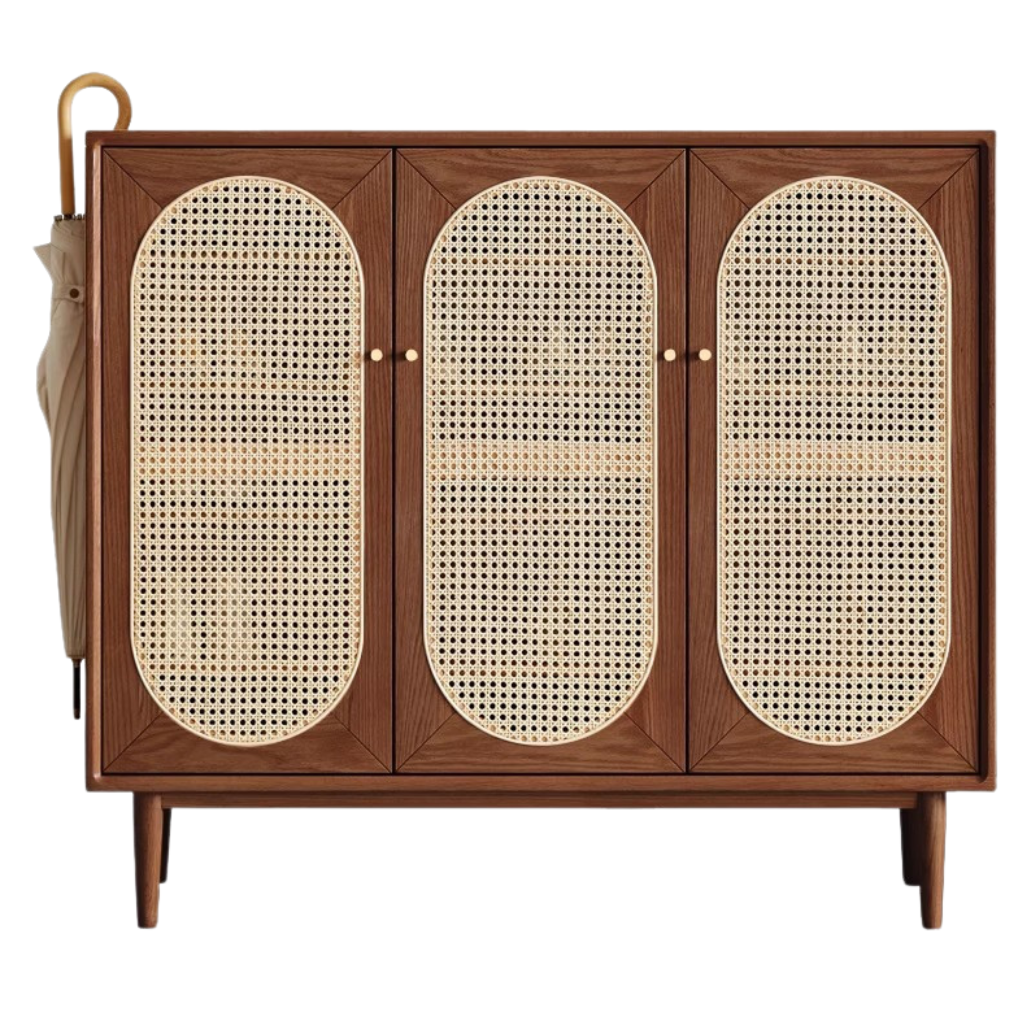 Oak Solid Wood Rattan Shoe Cabinet