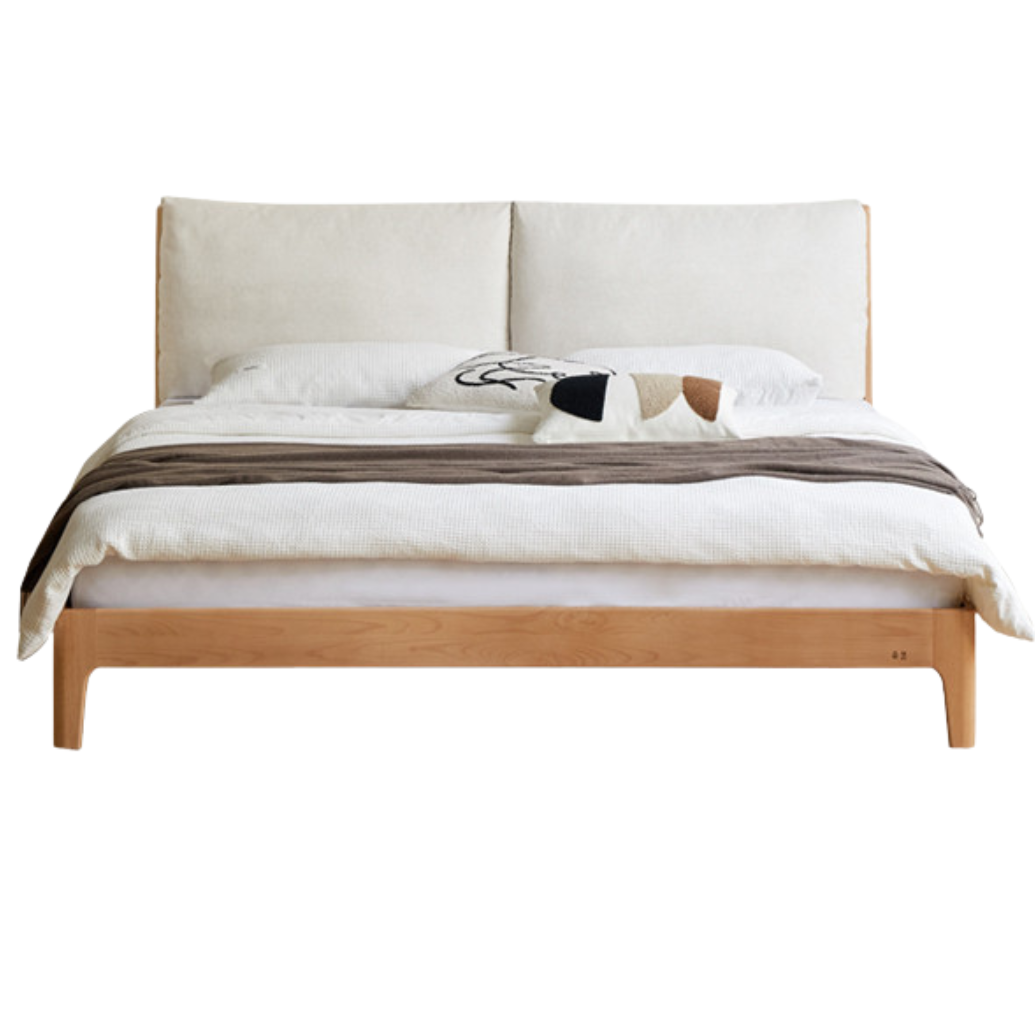 European Beech solid wood soft back fabric bed