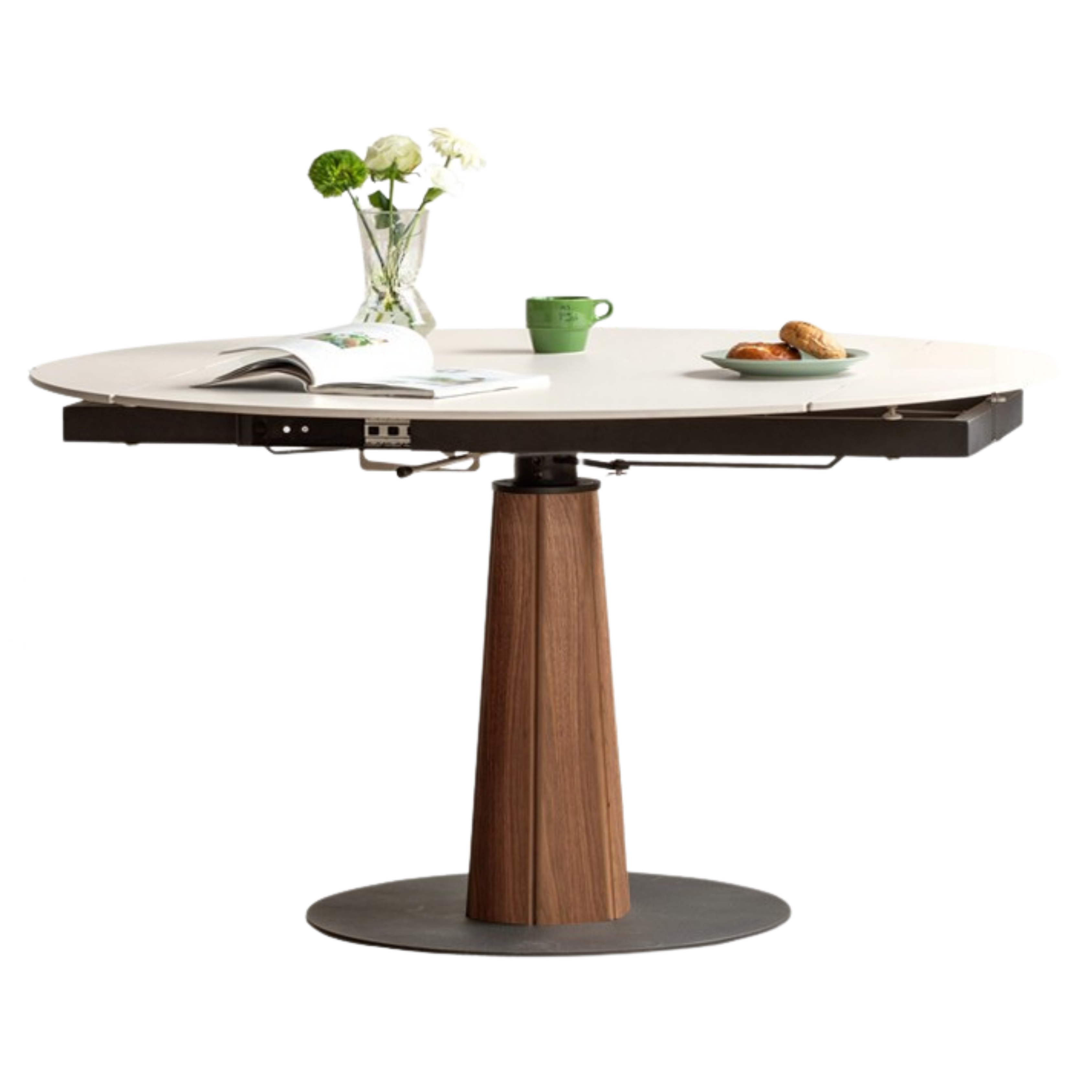 Cherry, Black Walnut, Ash Solid Wood Folding Retro Rock Plate Dining Table