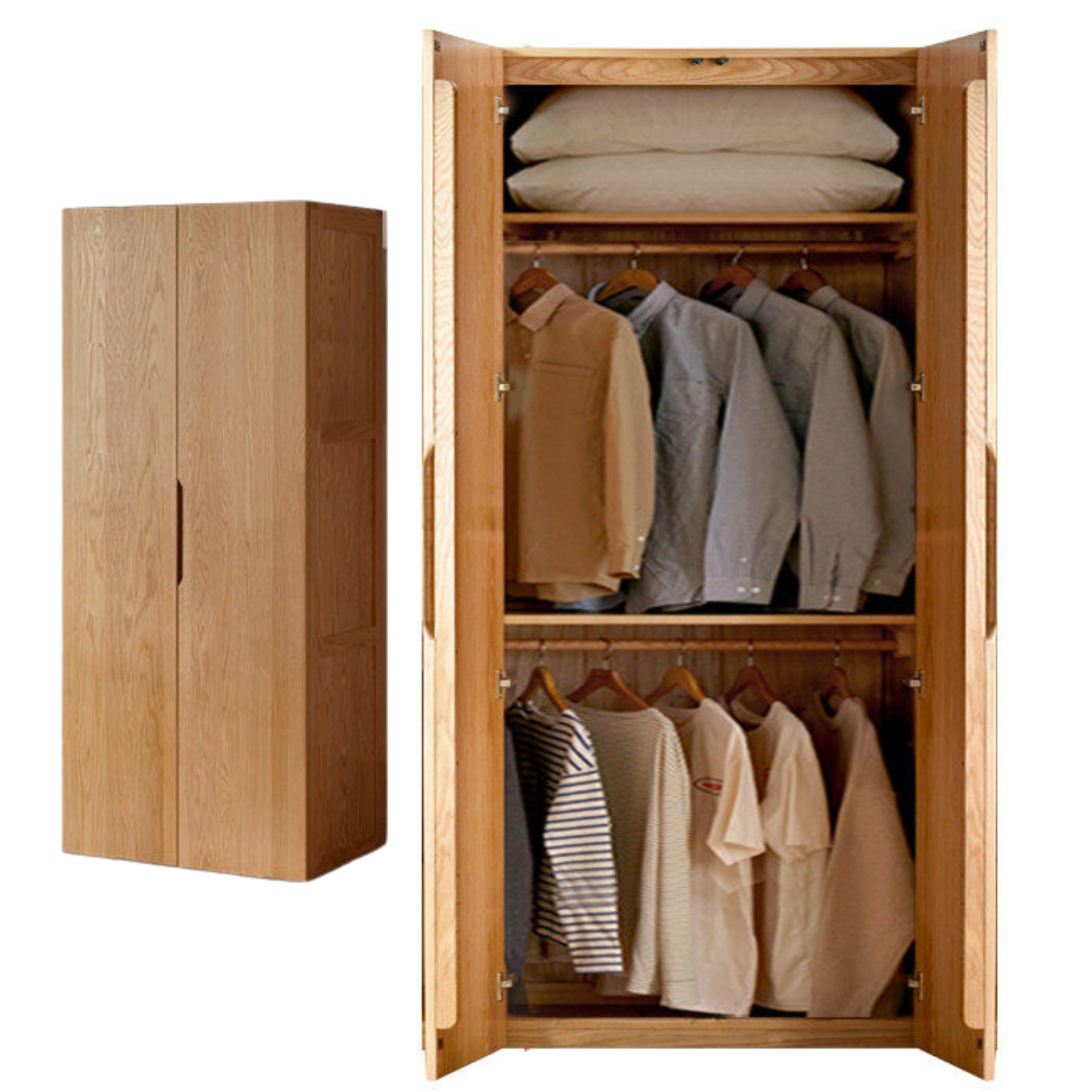 Oak Solid Wood Nordic Wardrobe.