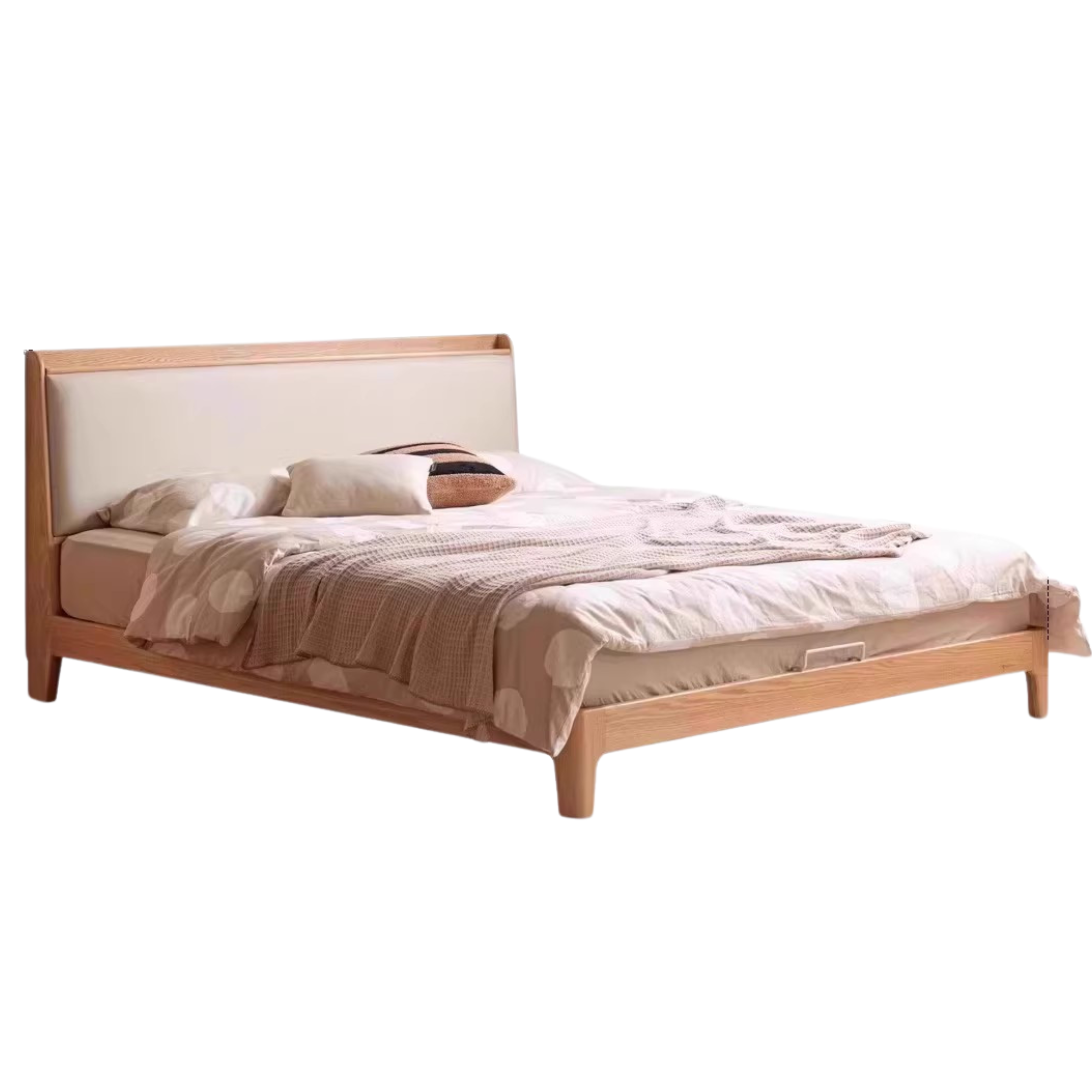 Oak Solid Wood Technology Cloth Modern and Simple Bed