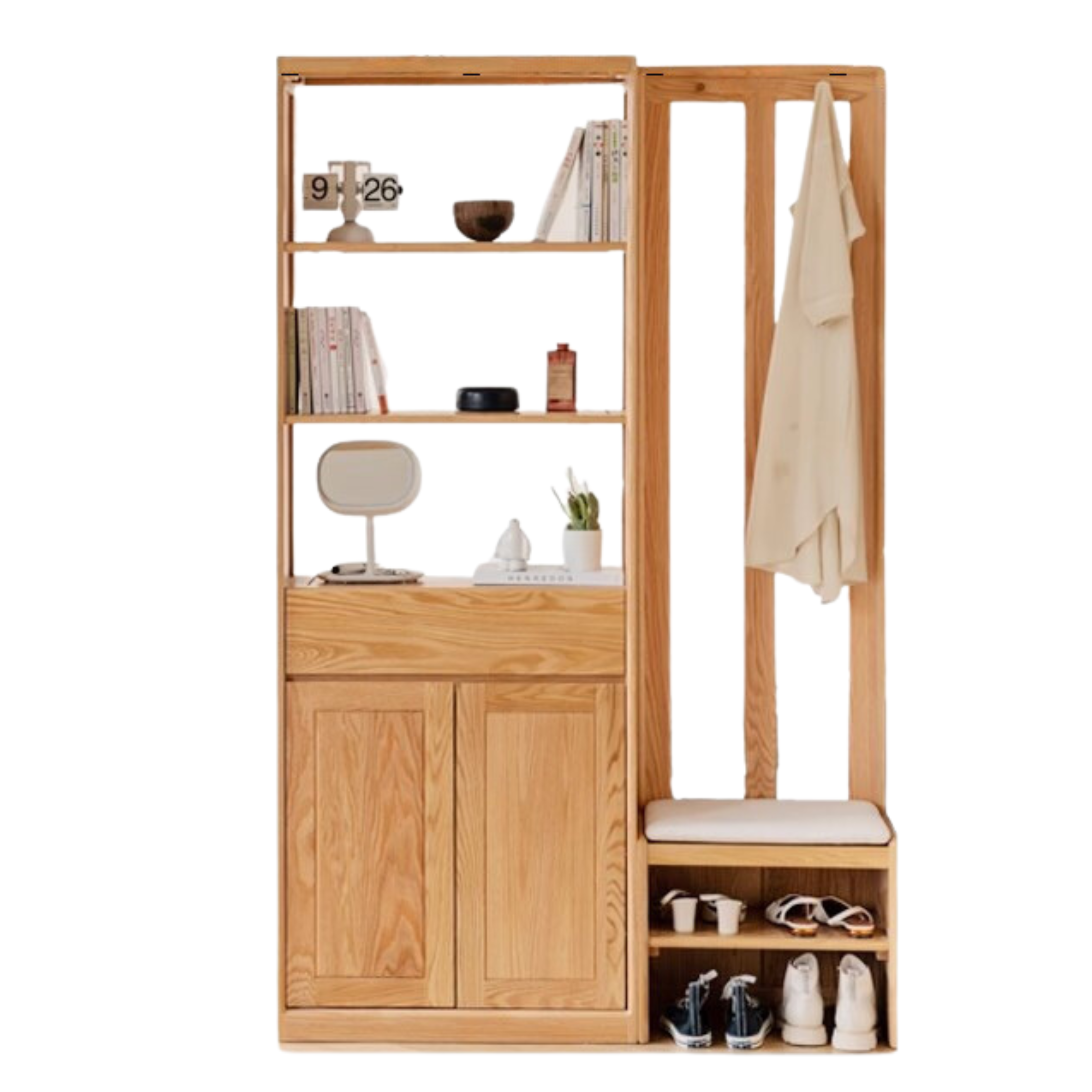 Oak Solid Wood Clothes Hangers Racks, Shoe Cabinets