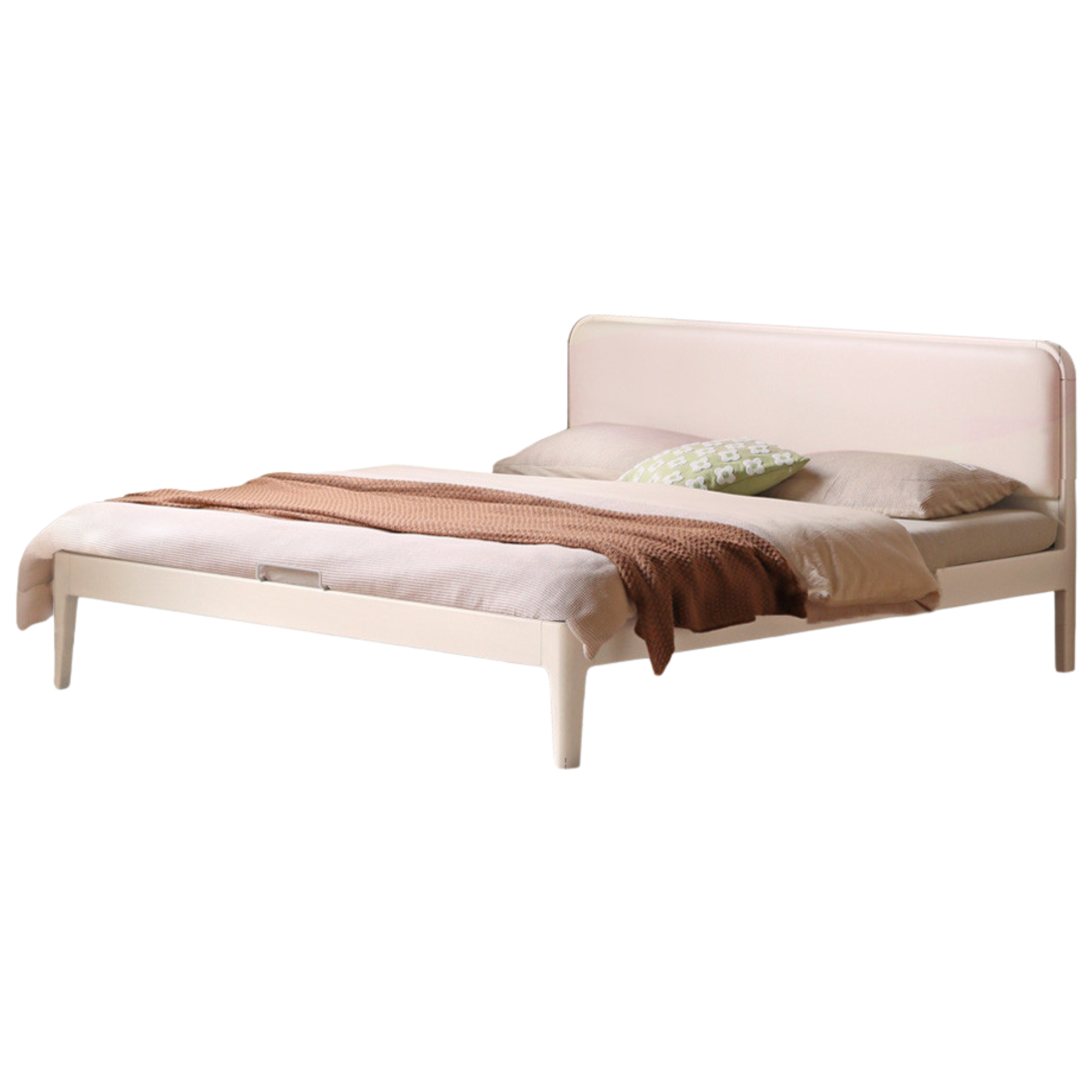 Rubber Wood Solid Wood Soft Bed Cream Style