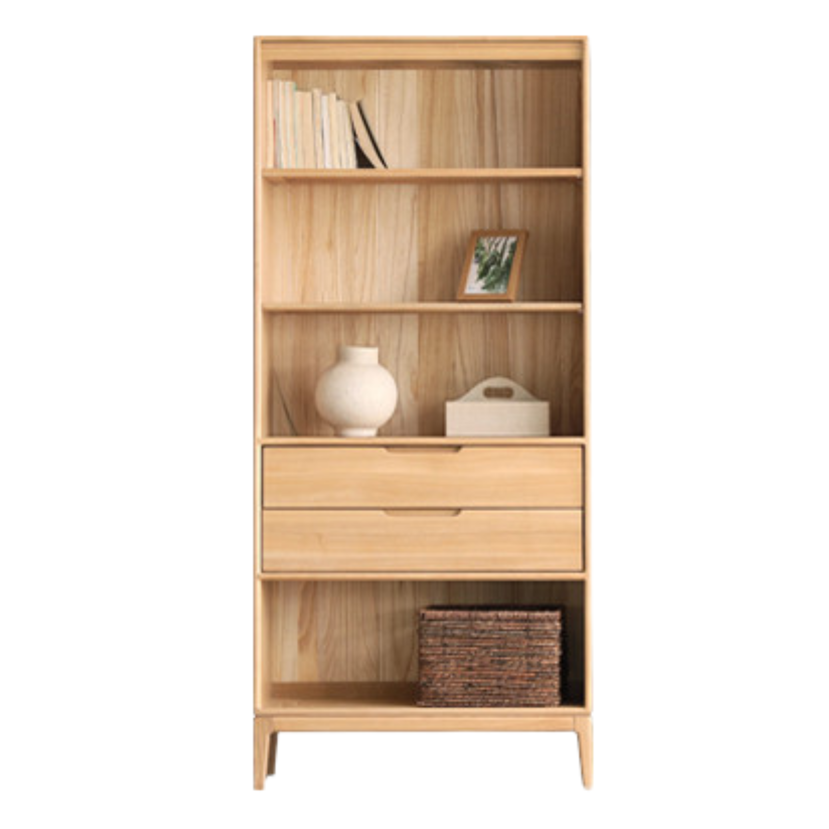 Ash Solid Wood Floor-Standing Bookcase Whole Wall Free Combination Bookshelf