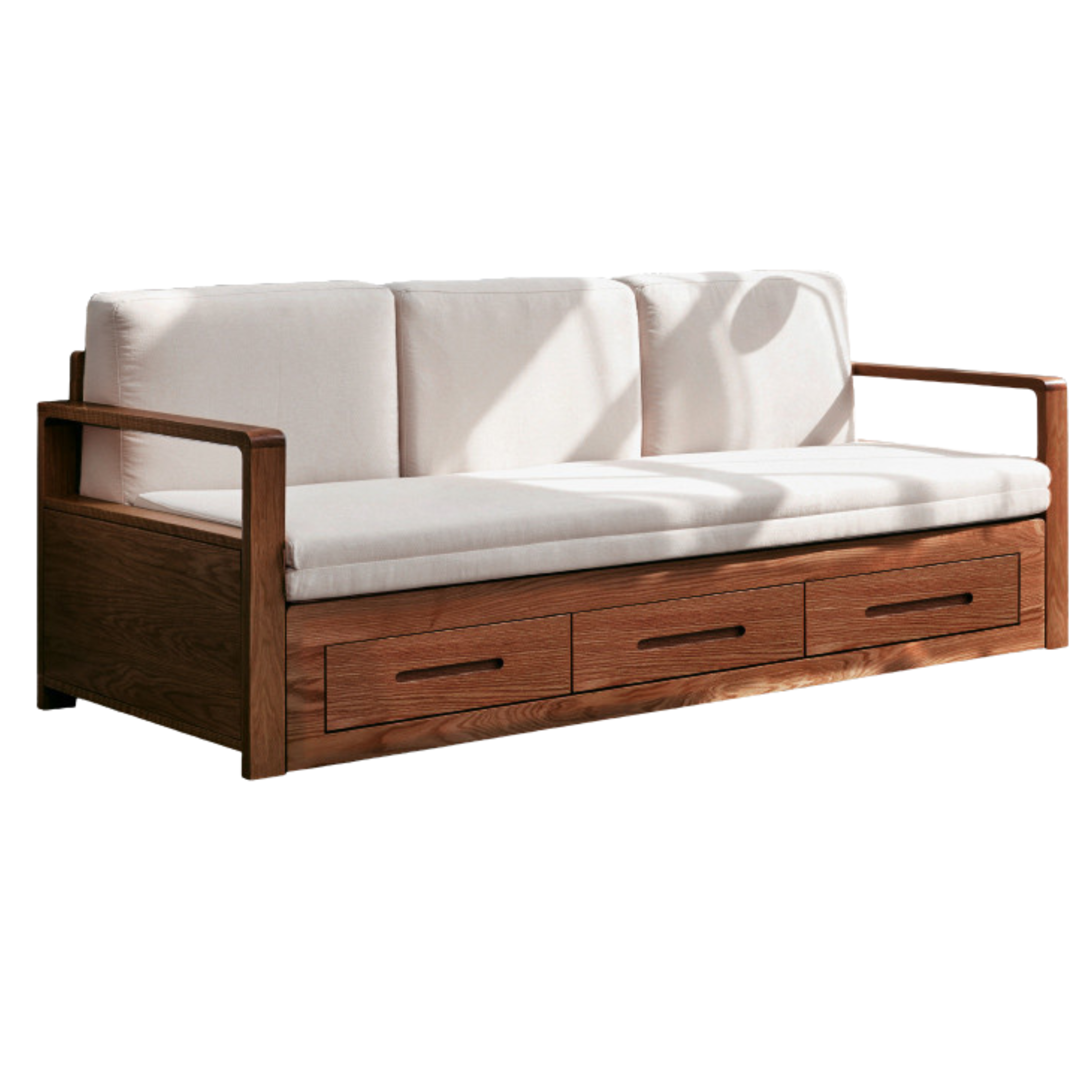 Oak, Ash Solid Woof Folding Storage Sofa Bed.
