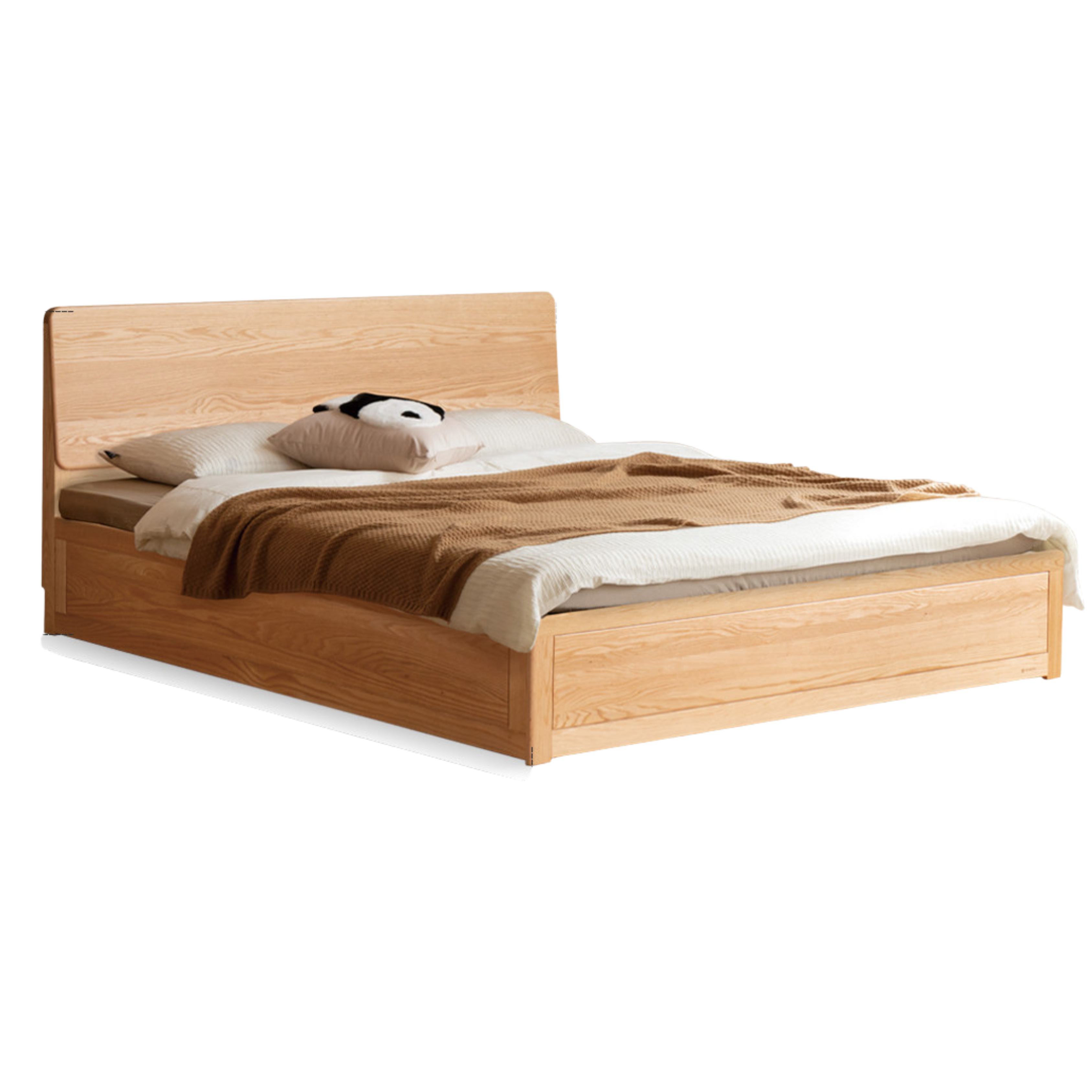Oak,Rubberwood Solid Wood Box Simple Bed Log Style