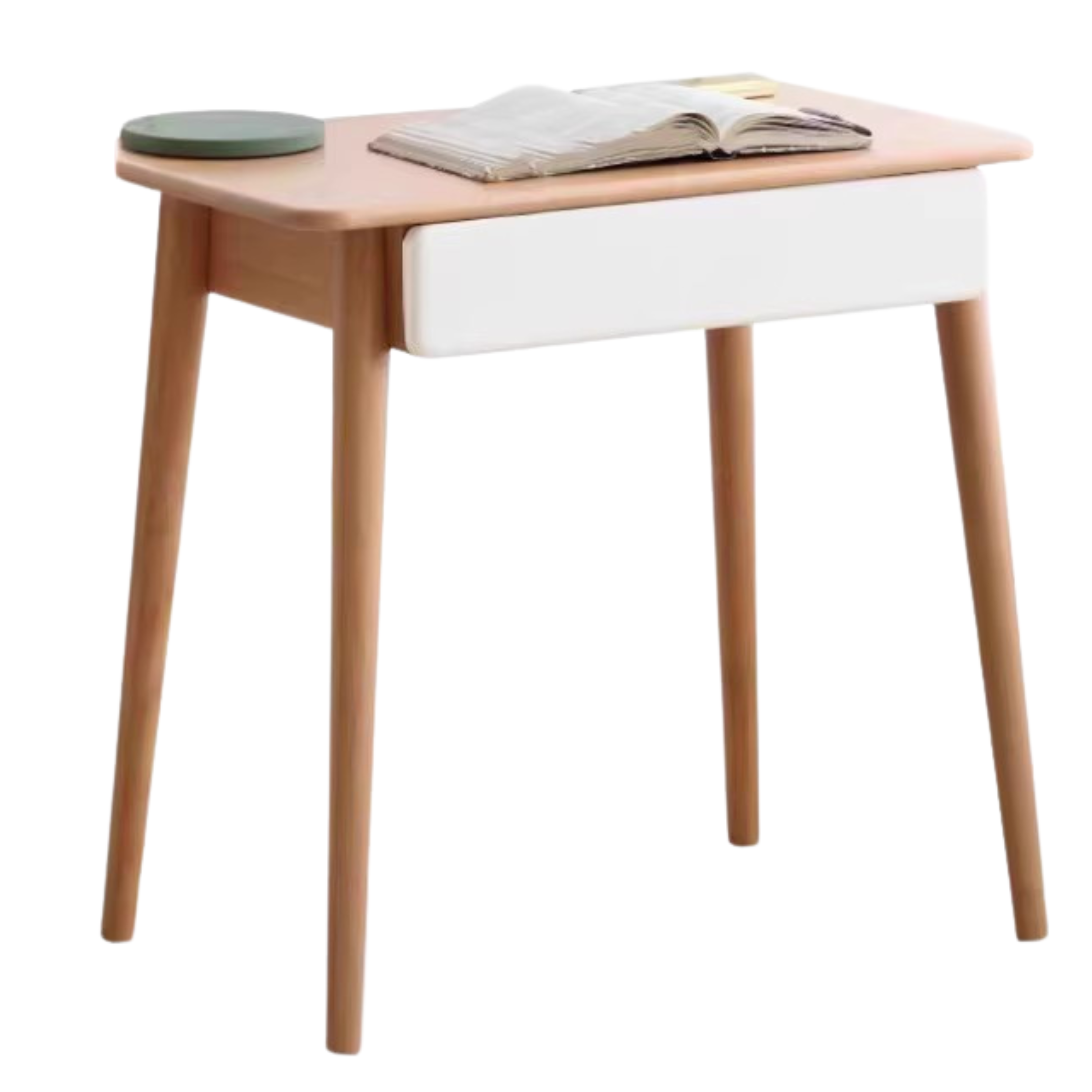 Beech Solid Wood Office Desk with 2 Drawers