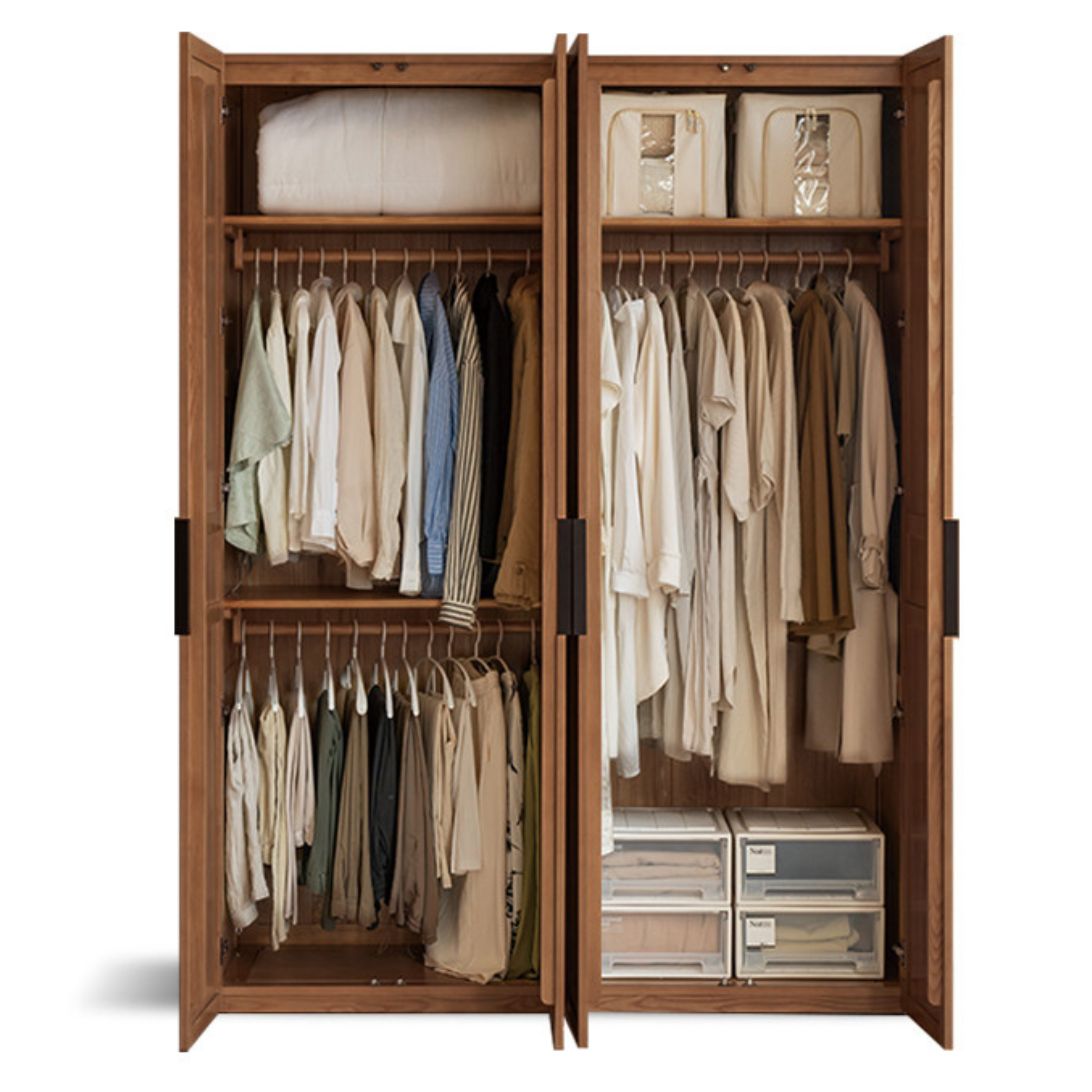 Black Walnut, Ash Solid Wood Wardrobe Modern Simple.