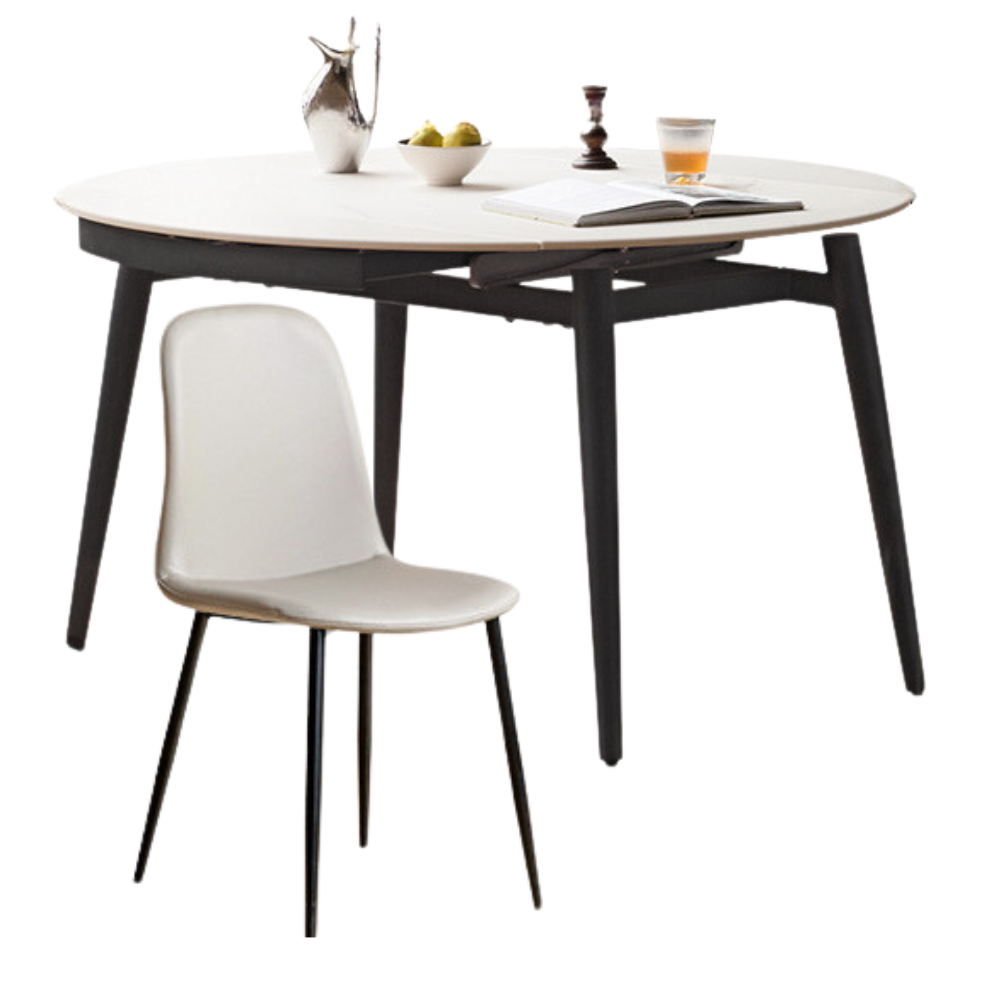Folding Rock Table Metal Legs Light Luxury Round Dining Table