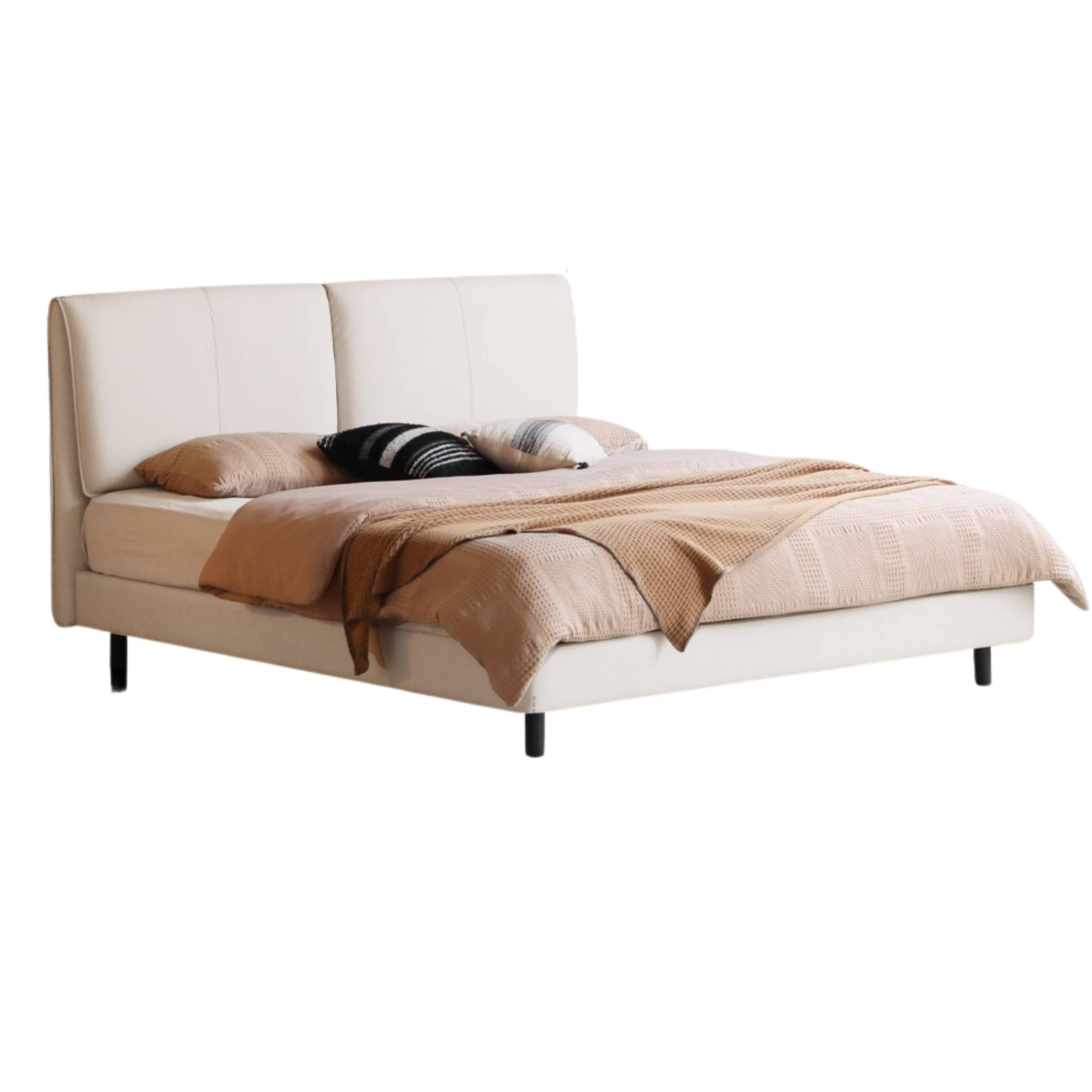 Genuine Leather Soft Bed Cream Style