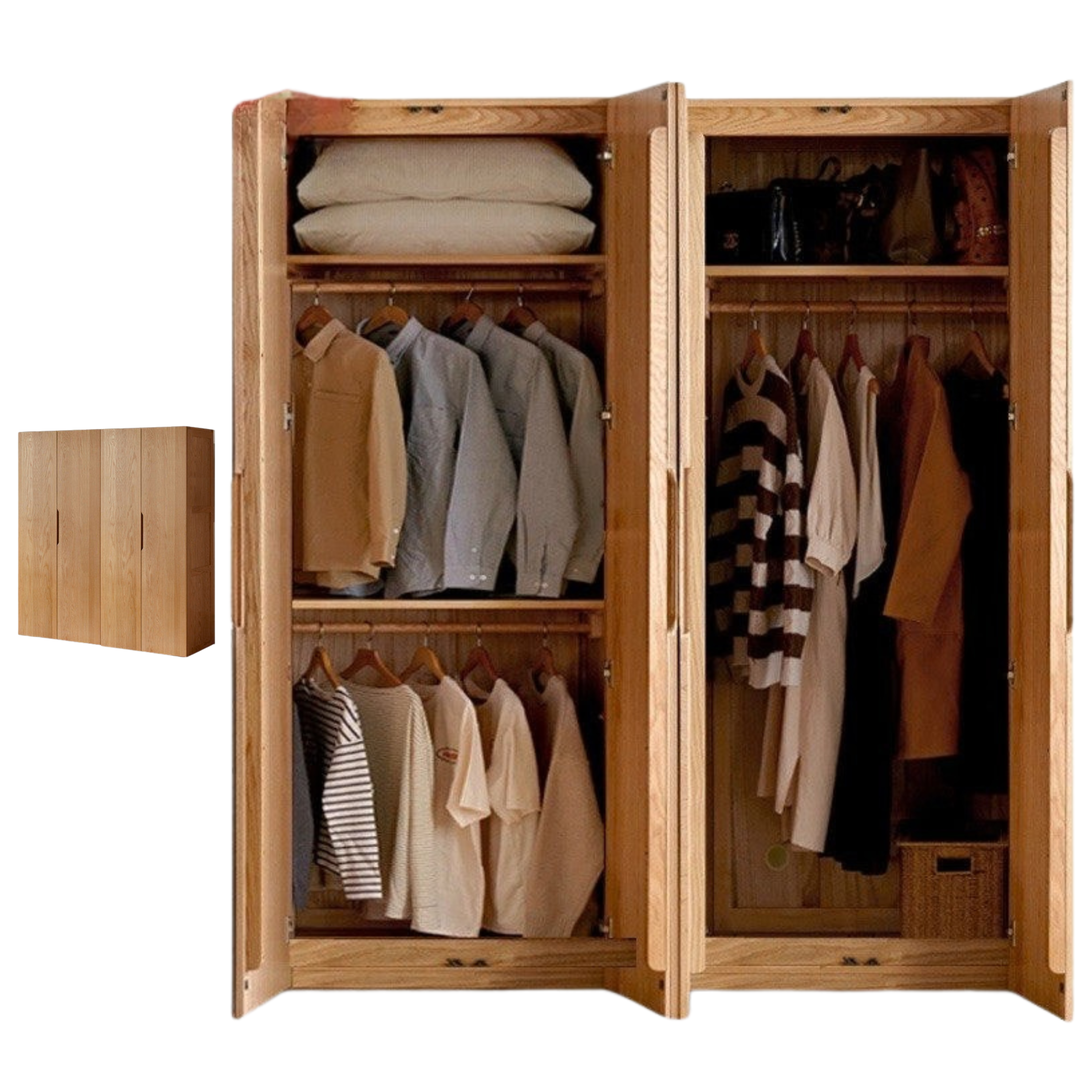 Oak Solid Wood Nordic Wardrobe.
