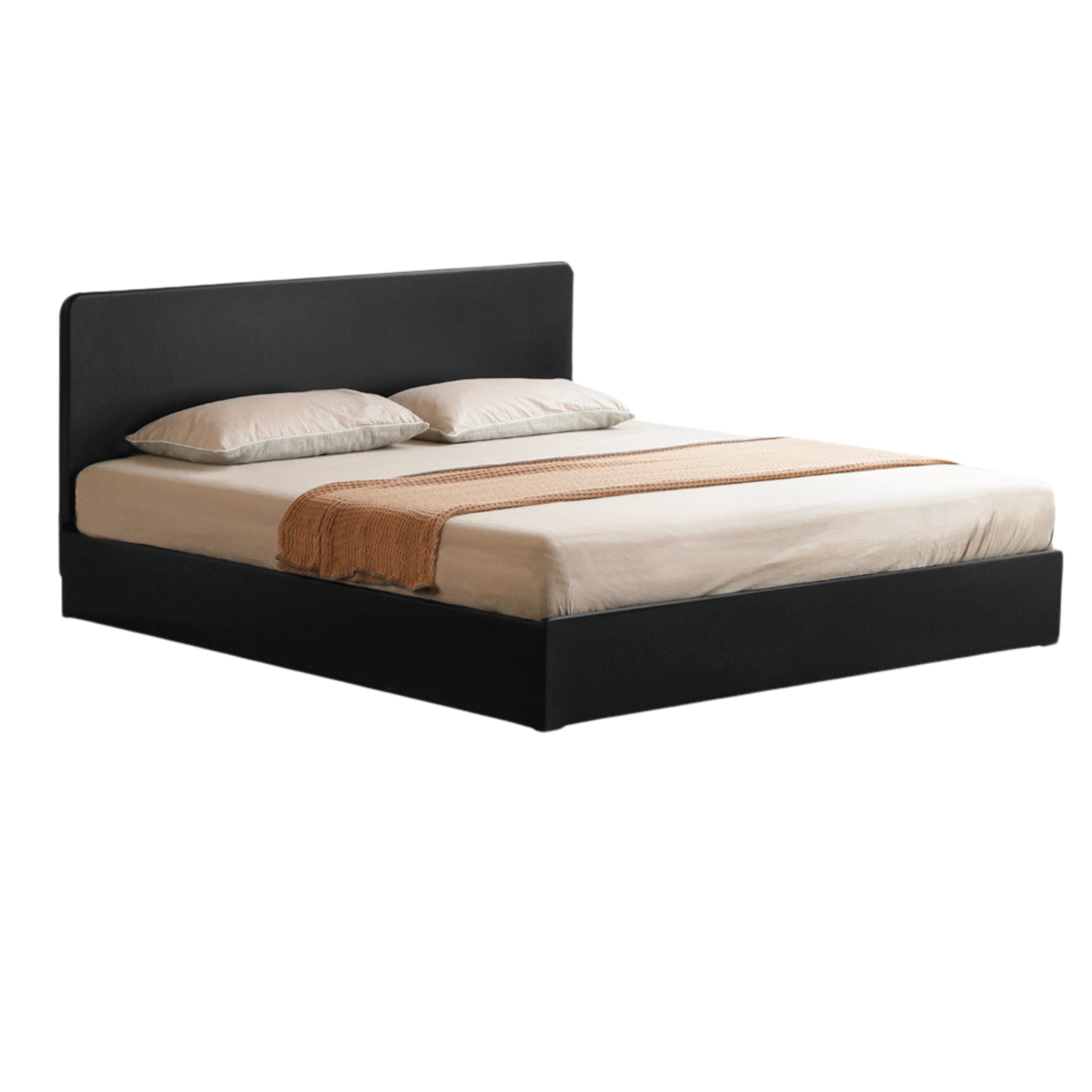 Poplar, Rubber Wood Solid Wood Fully Open High Box Bed Minimalist