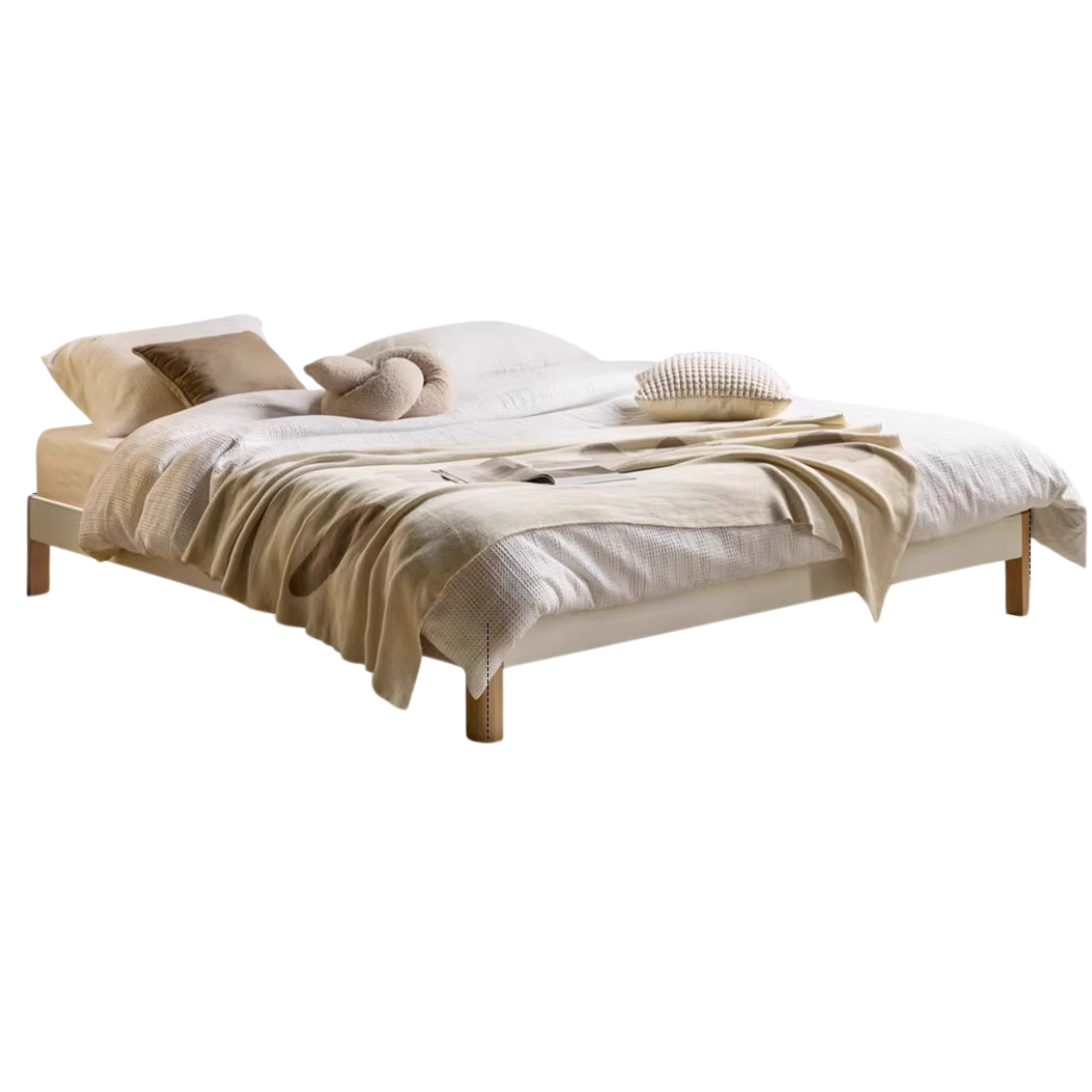 Poplar Solid Wood platform bed, headboard-free bed