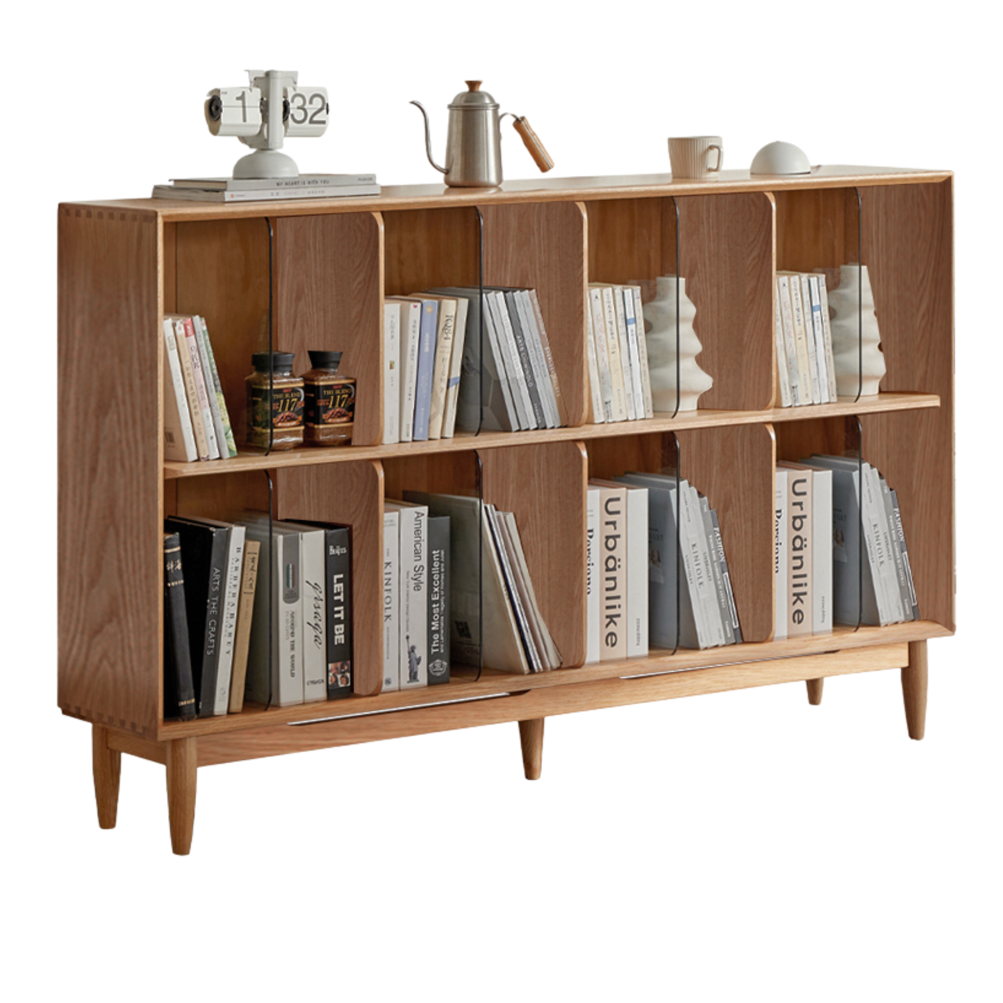 Oak, Ash Solid Wood Integrated Display Bookcase.