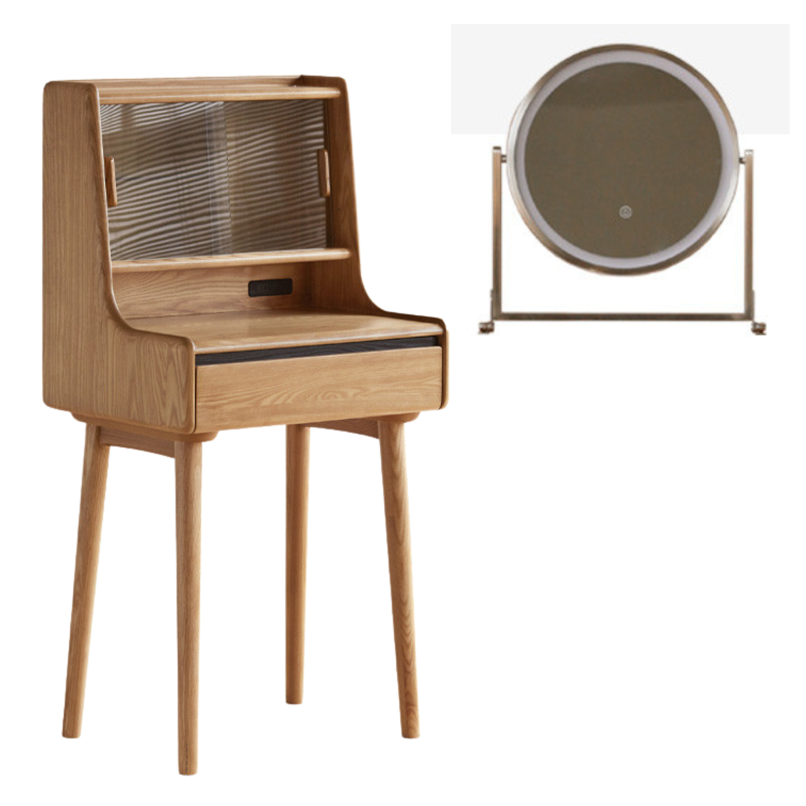 Ash Solid Wood Lighted Dressing Table